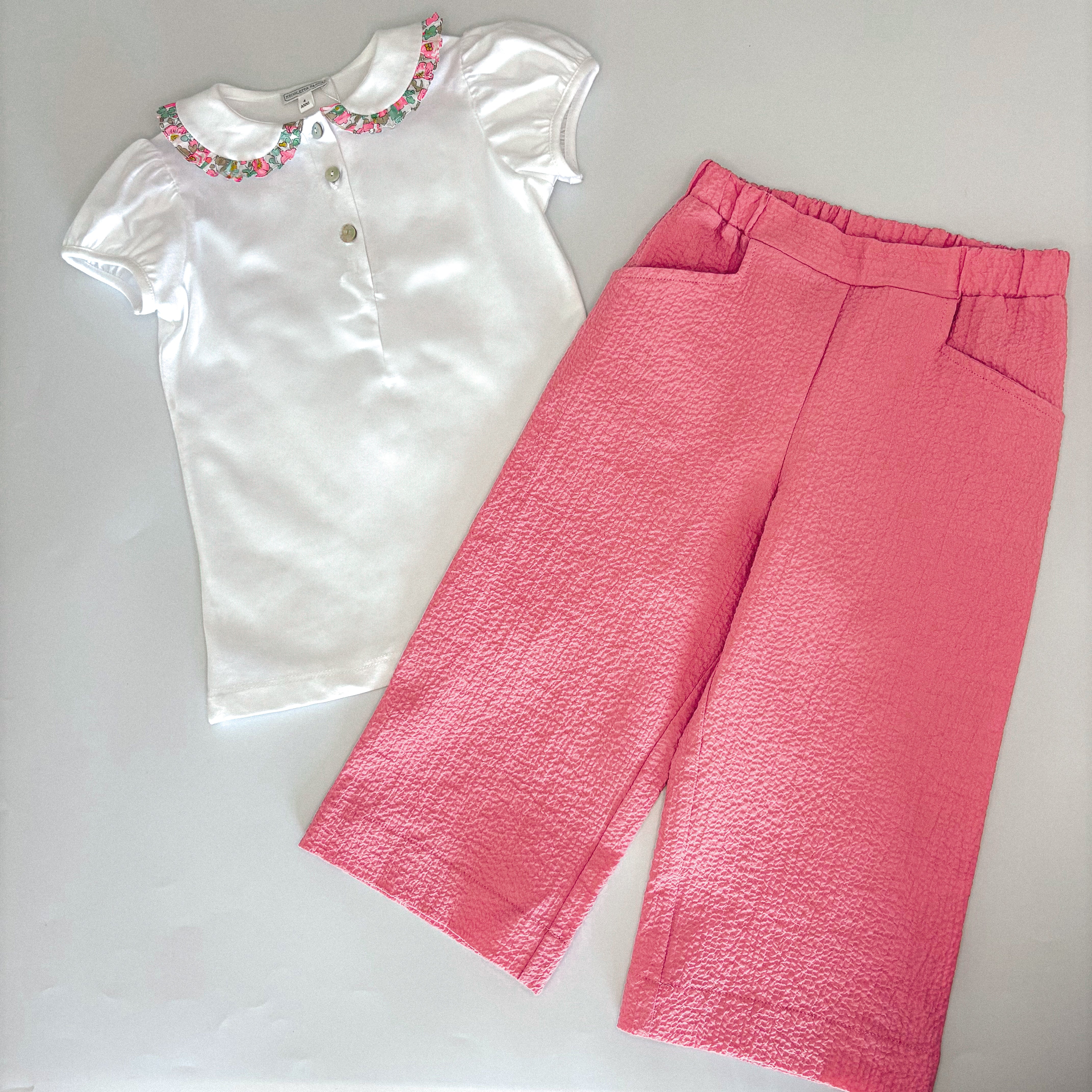 Zweiteiler – Himbeerfarbenes Liberty-Hosen-Set