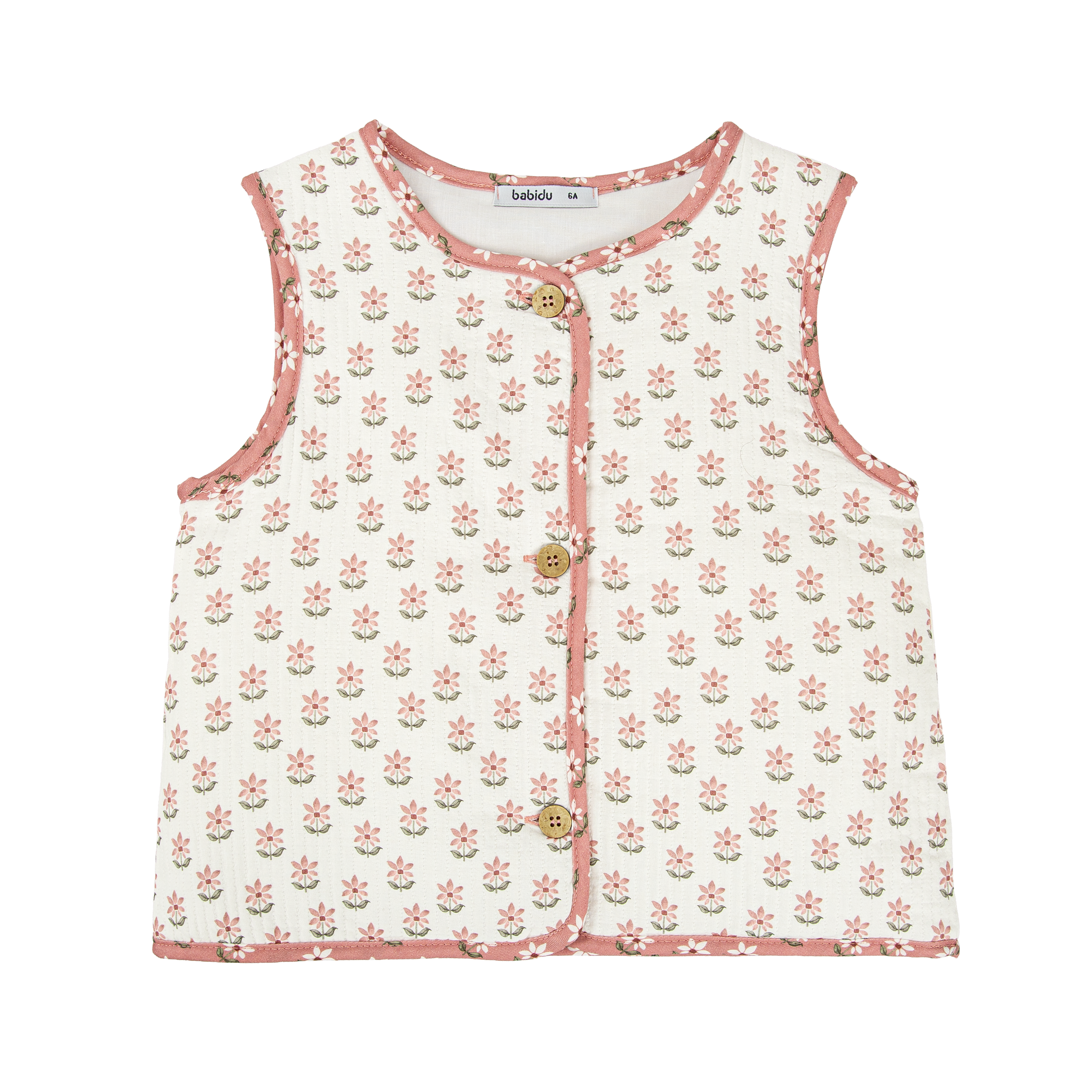 Padded Vest - Coral Daisy