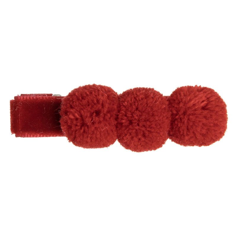Velvet hair clip with 3 mini pompoms