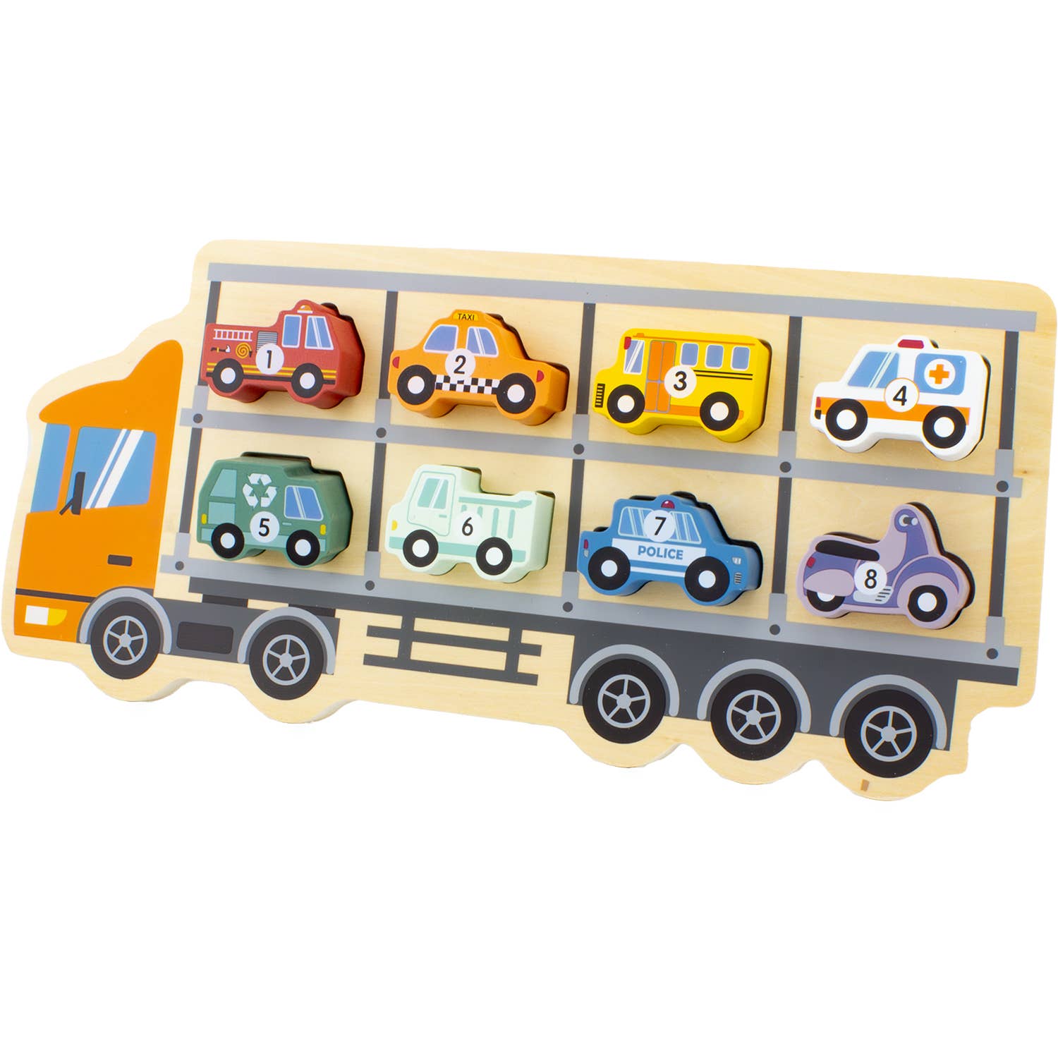 Wooden Toys: Car Carrying Truck Puzzle
