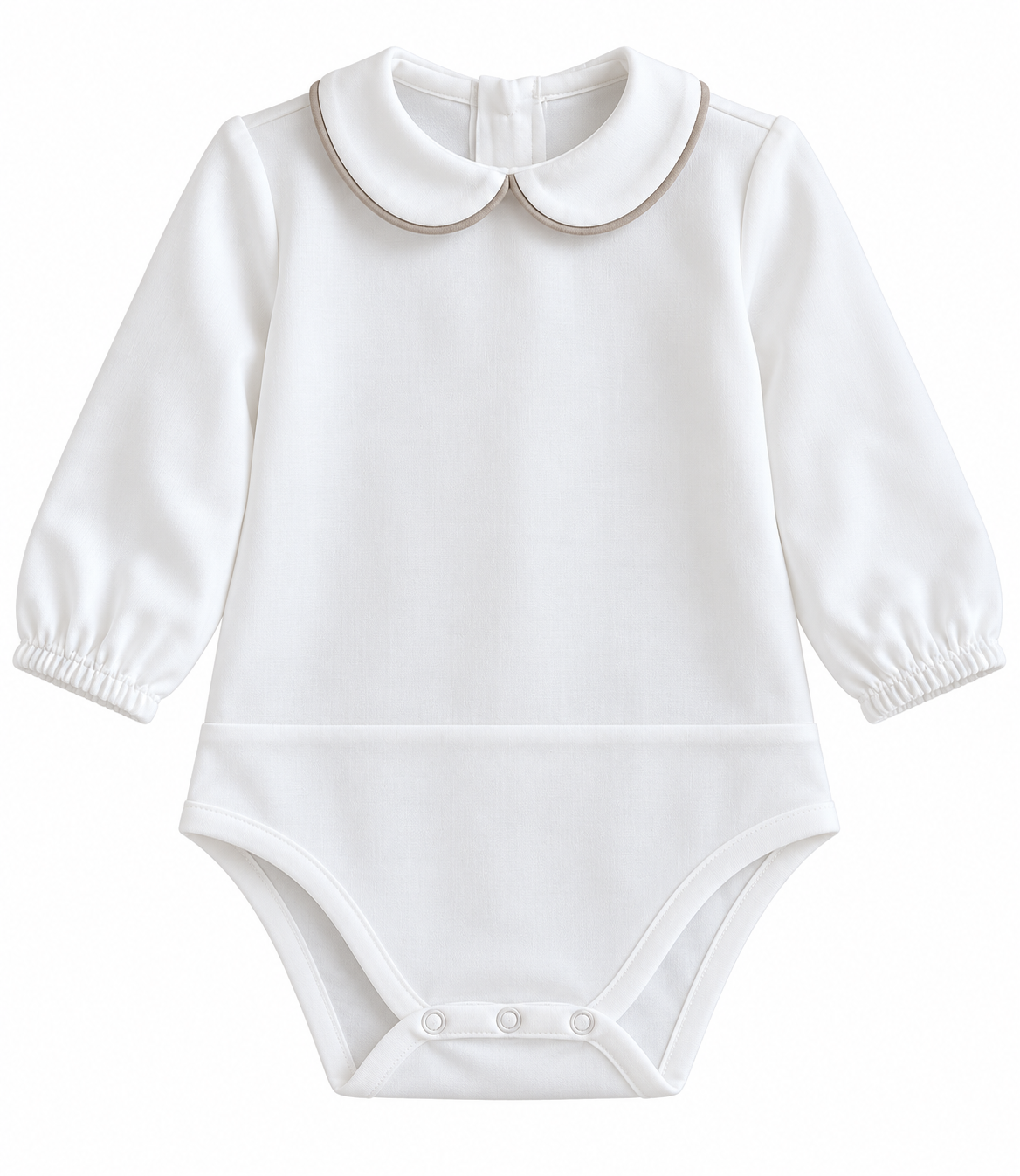 Bodysuit - Taupe Trim Cotton