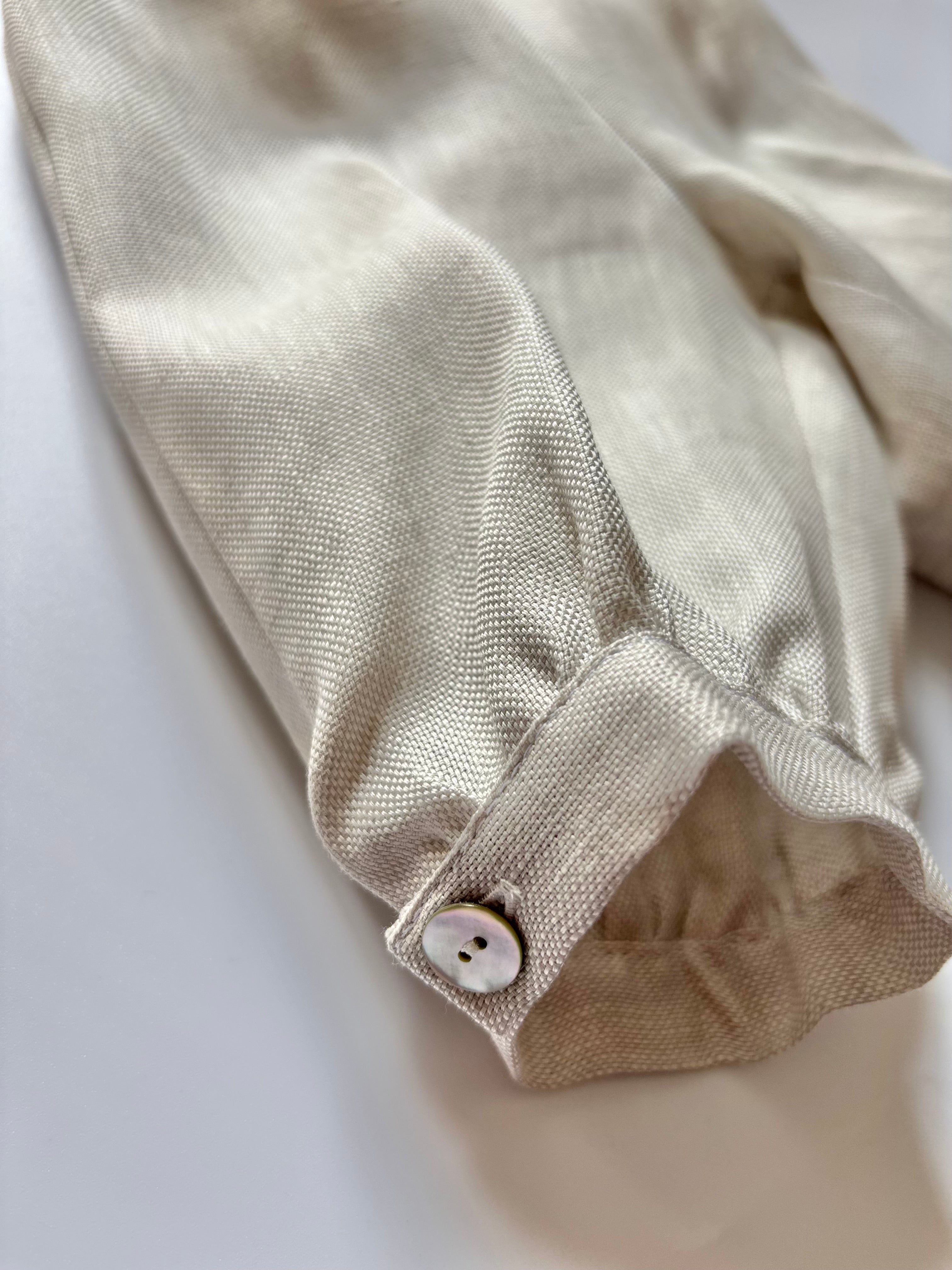 Two Piece Set - Ginetto White Linen & Sand Trim