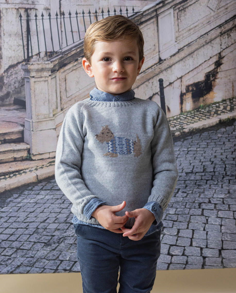 Wool Sweater - Merino Wool with Dog