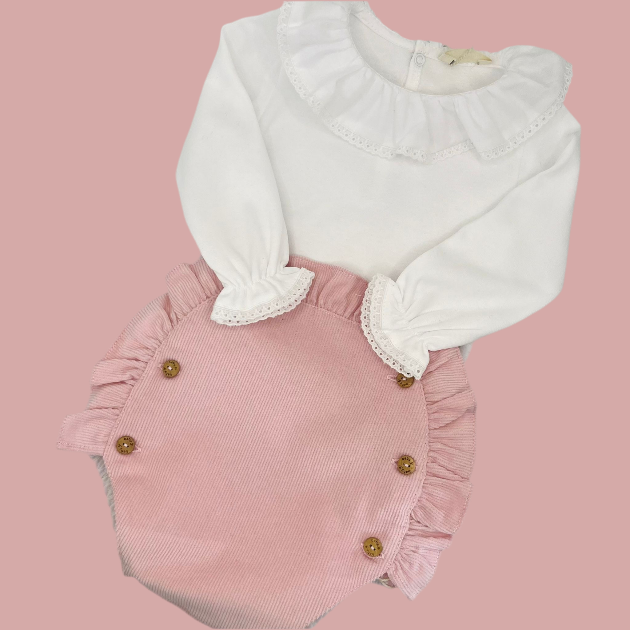 Two Piece Set - Bodysuit & Birdie Bloomers Pink