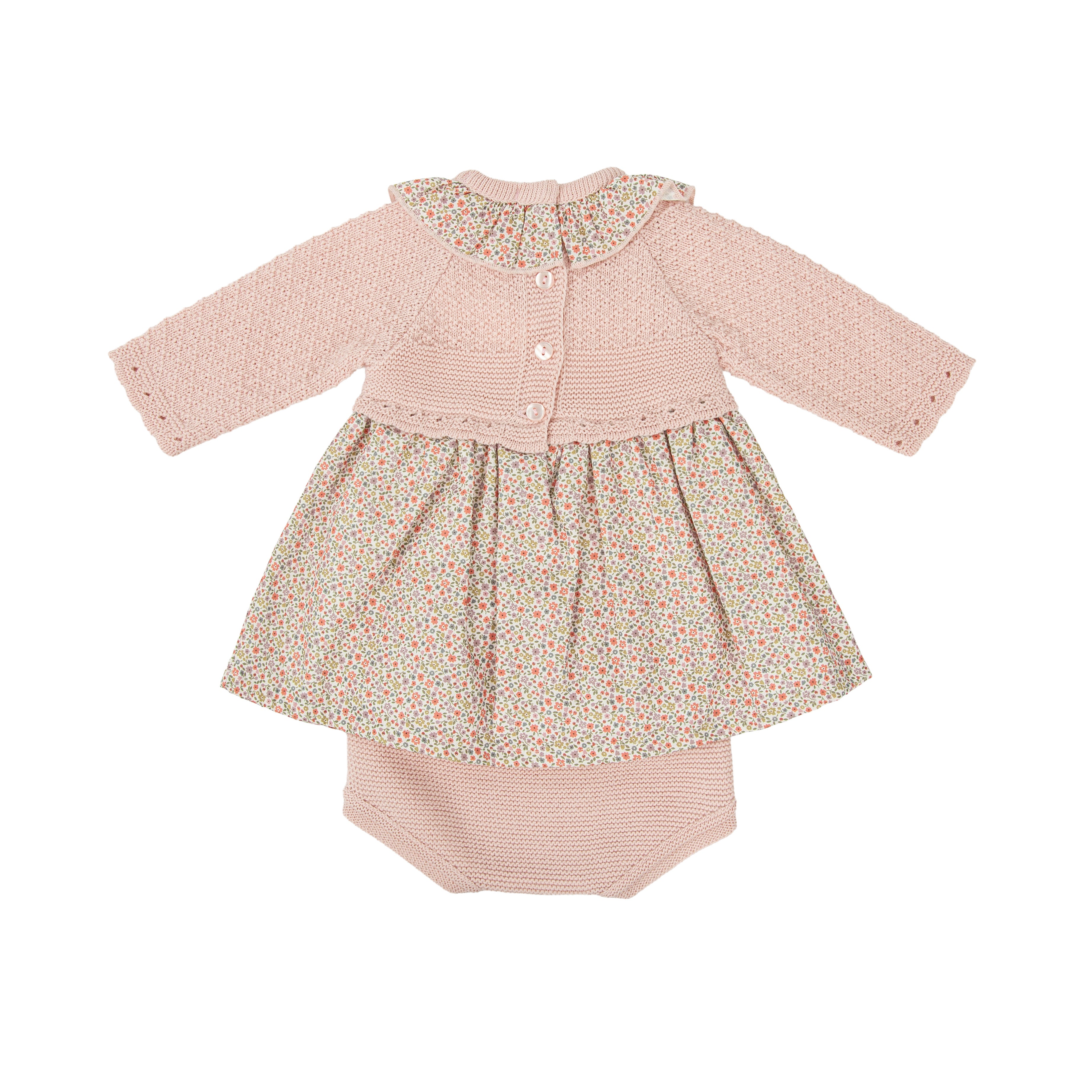 Dress - Old Rose knit & ditsy dress