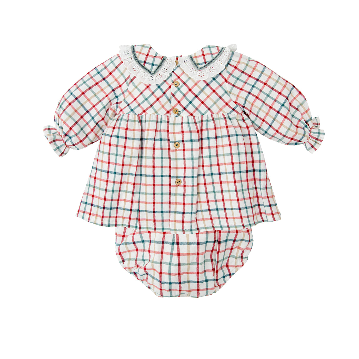 Strampler-Set – Bluse und Pumphose mit Karomuster
