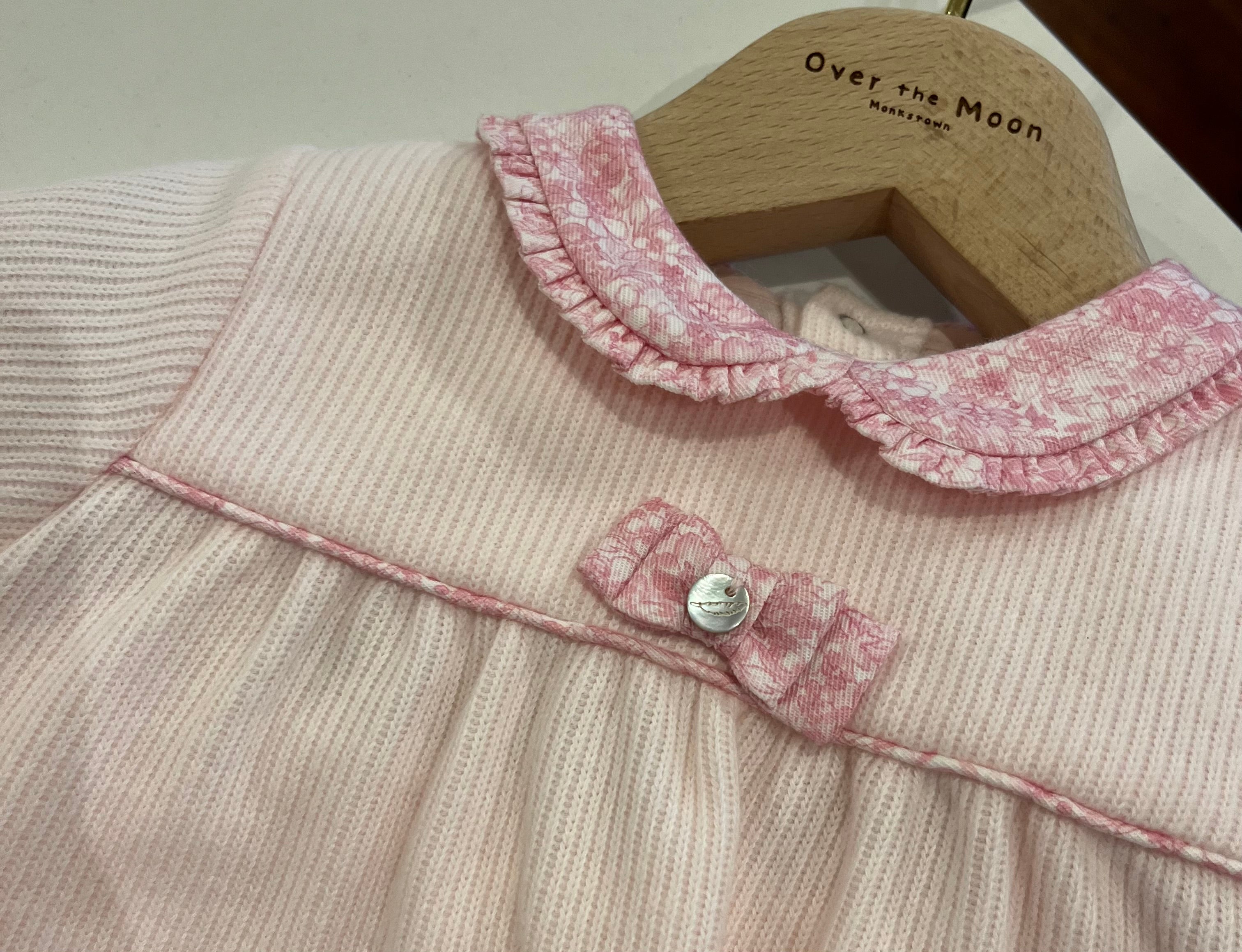 Three Piece Set - Pink Ribbed with Bow