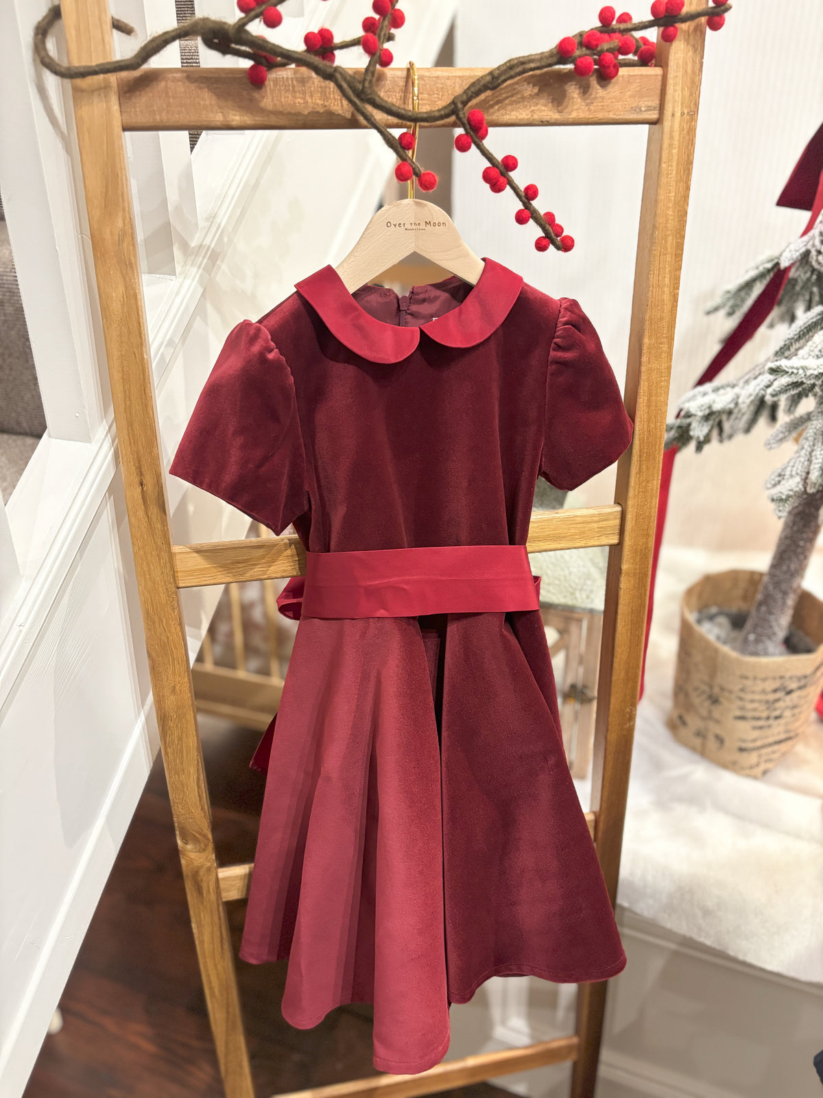 Dress - Valentina Velvet Black Cherry - Over The Moon