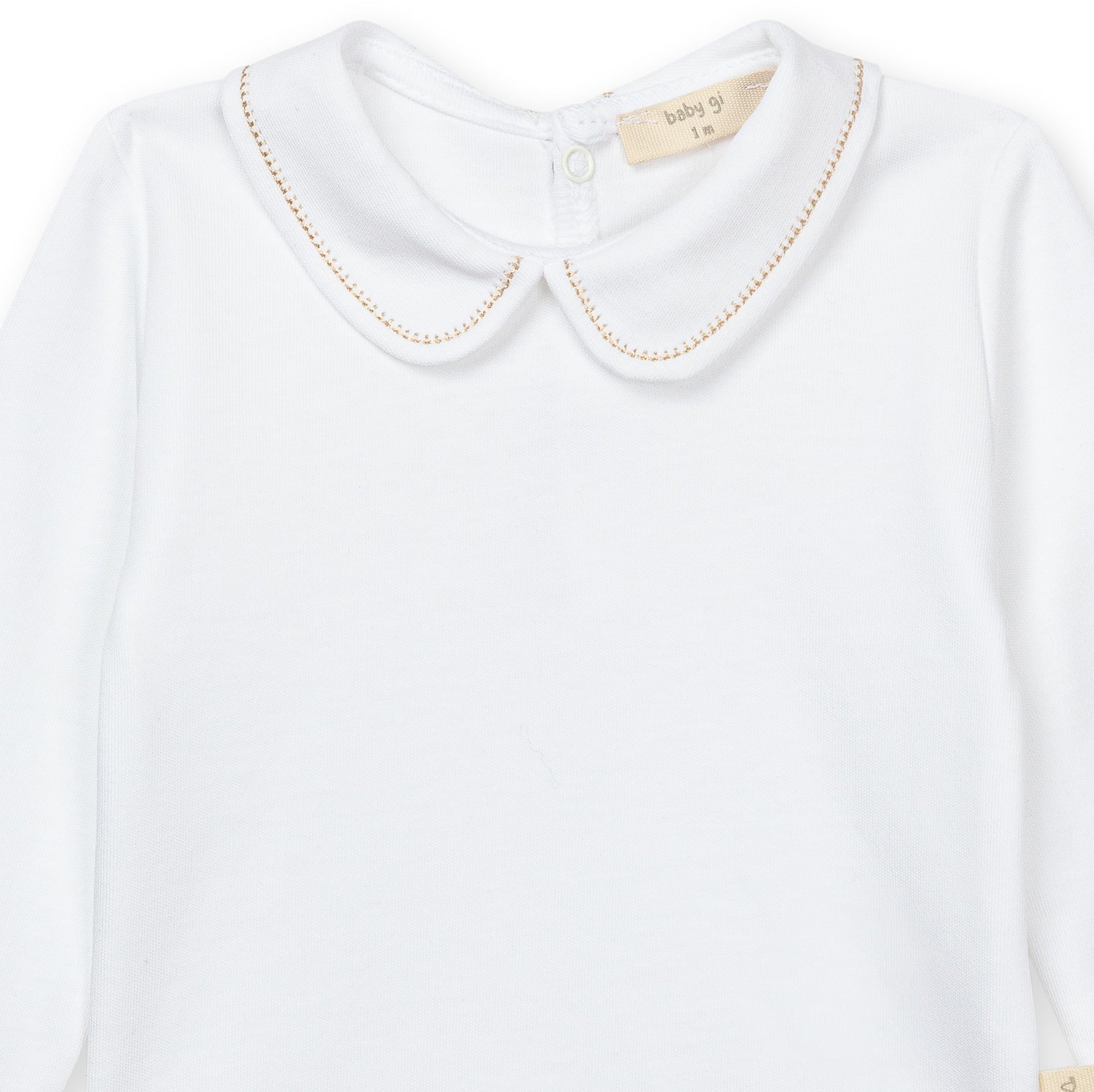 Bodysuit - Peter Pan Collar Taupe Stitch