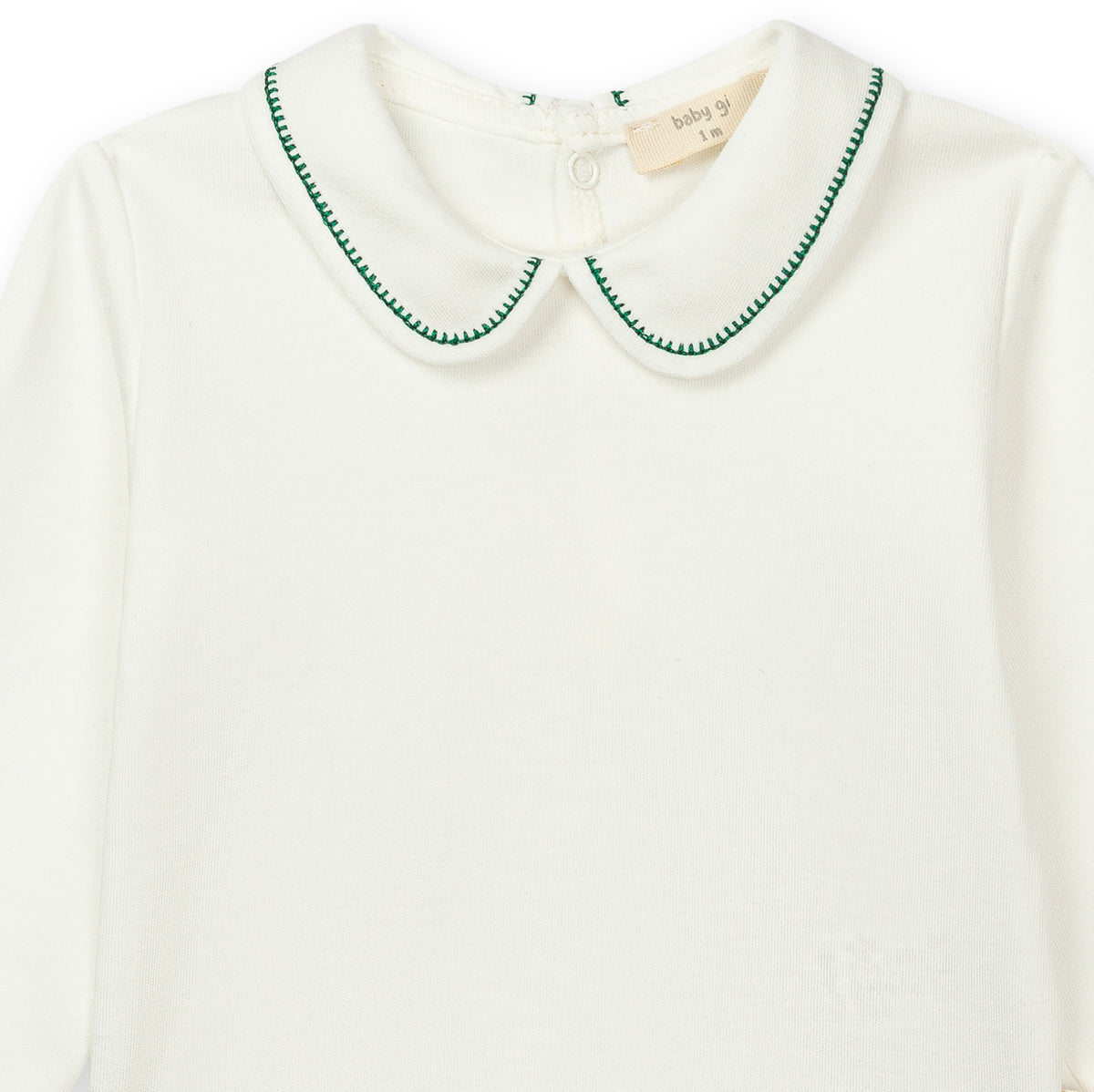 Bodysuit - Peter Pan Collar Green Stitch - Over The Moon
