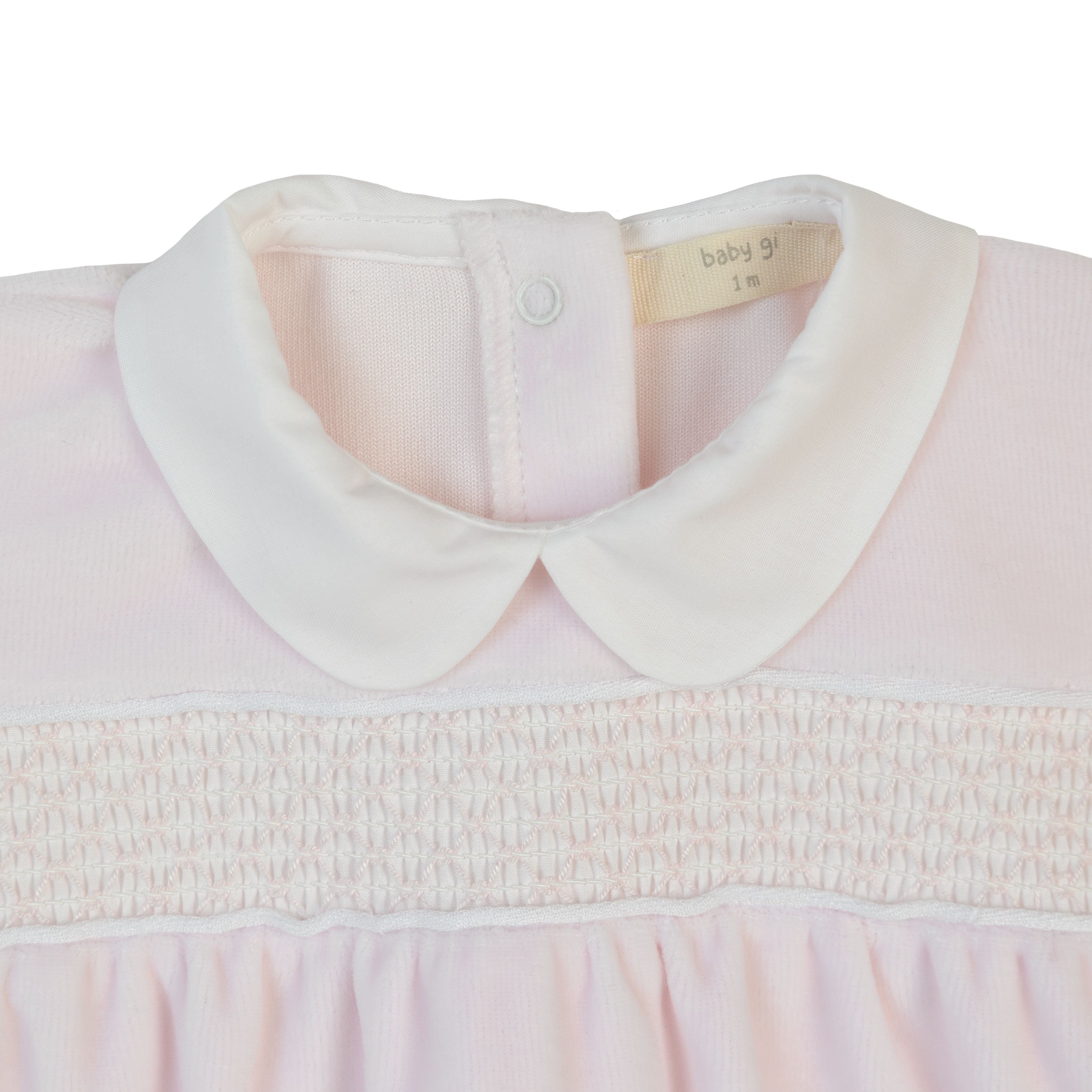Romper - Smocked Velour Pink
