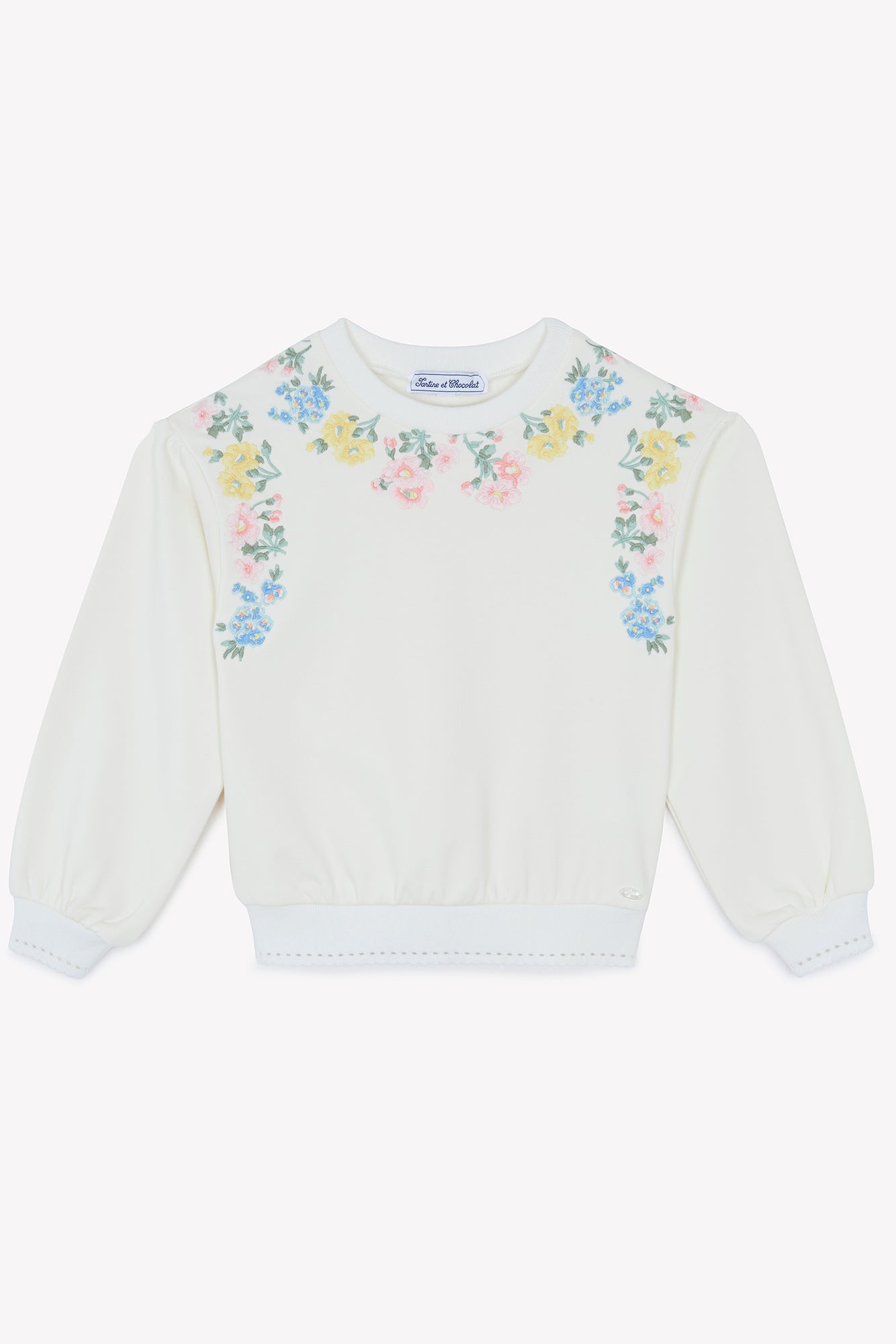 Sweatshirt - Ecru Embroidery Flowery Pearl / 5Y