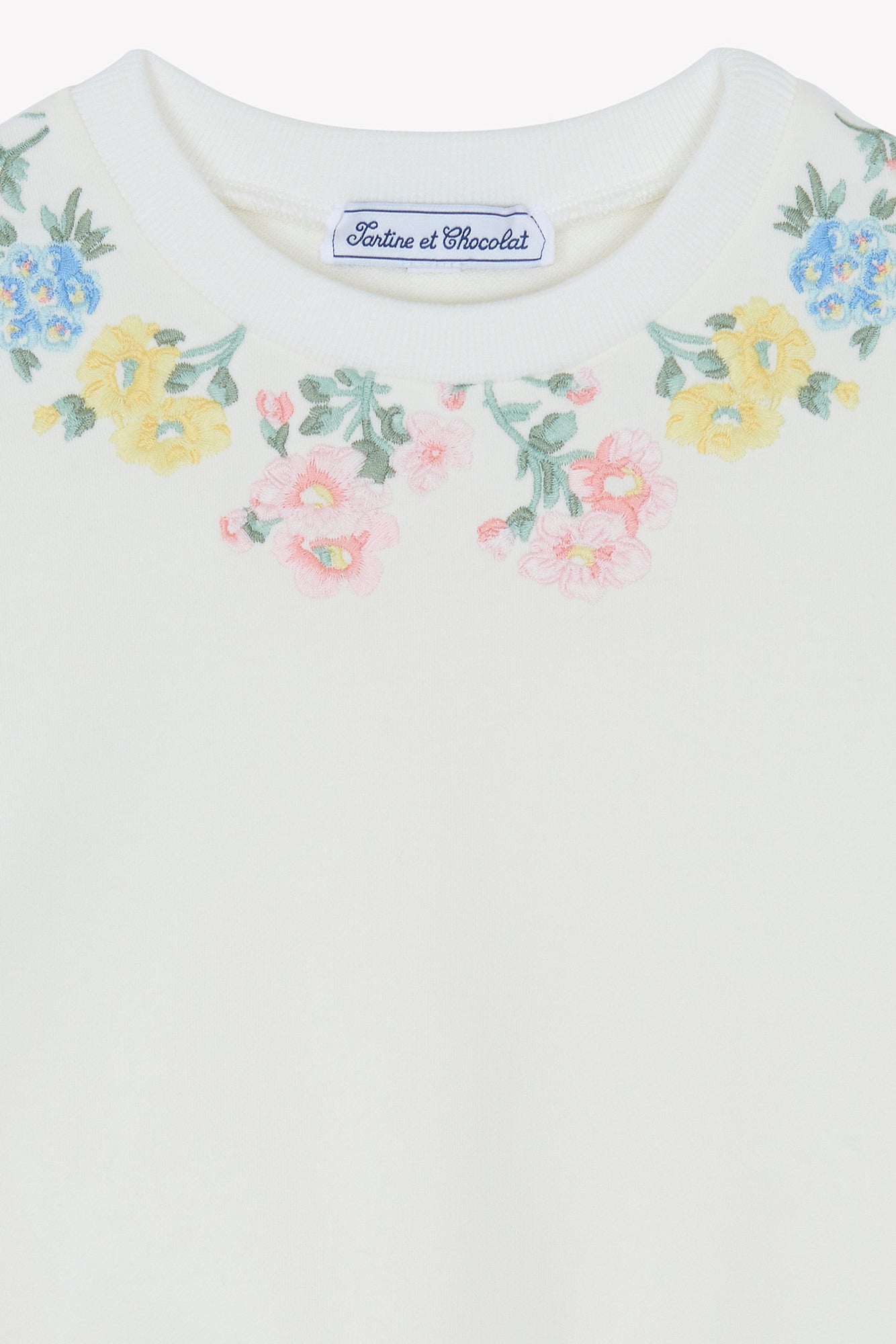 Sweatshirt - Ecru Embroidery Flowery Pearl / 5Y