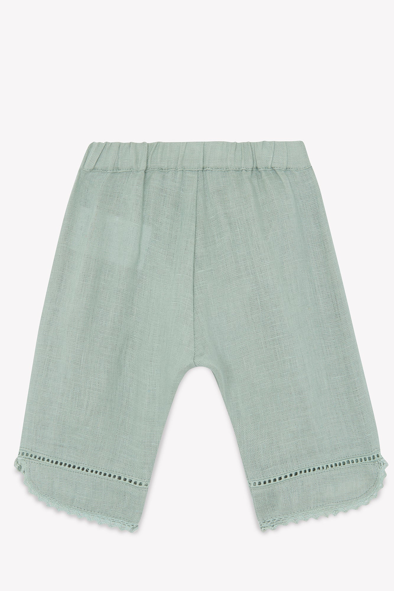 Trousers - Green Sage Linen Openwork Details Sage / 6M