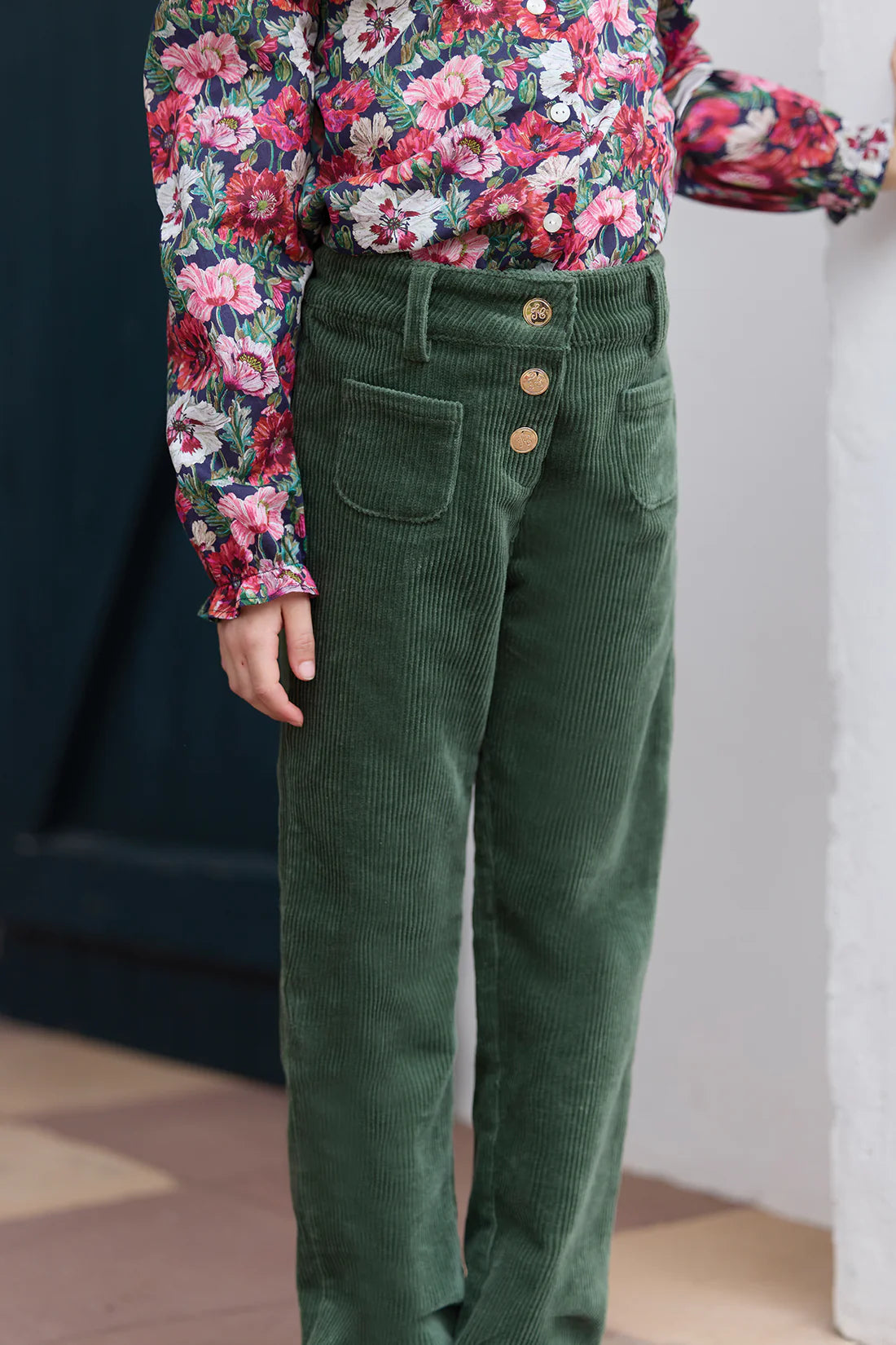 Trousers - Green Cotton Corduroy