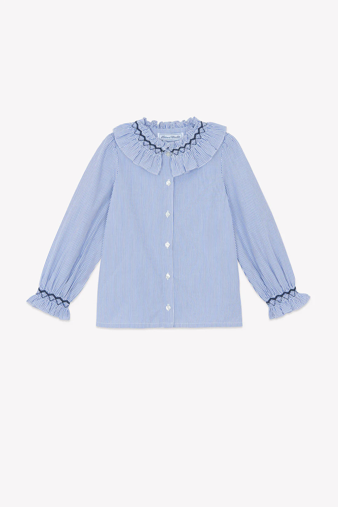 Bluse - Blau mit dunkelblauer Stickerei