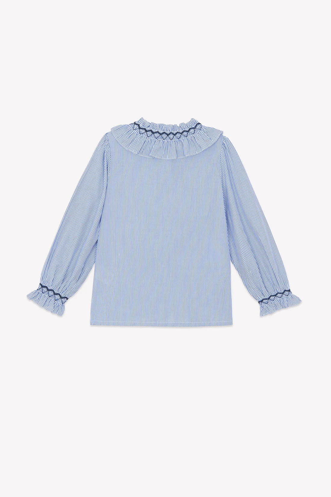 Bluse - Blau mit dunkelblauer Stickerei
