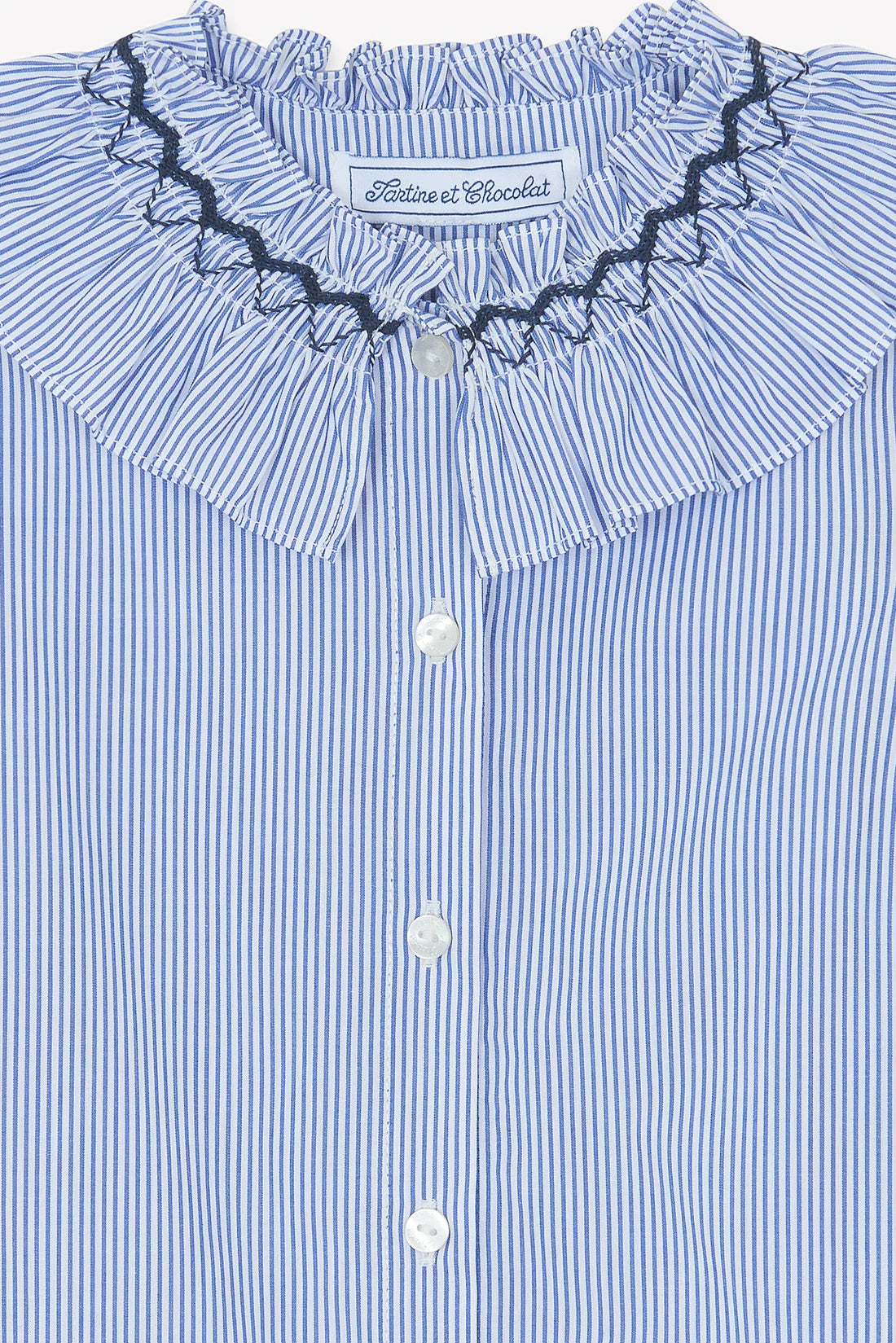 Bluse - Blau mit dunkelblauer Stickerei