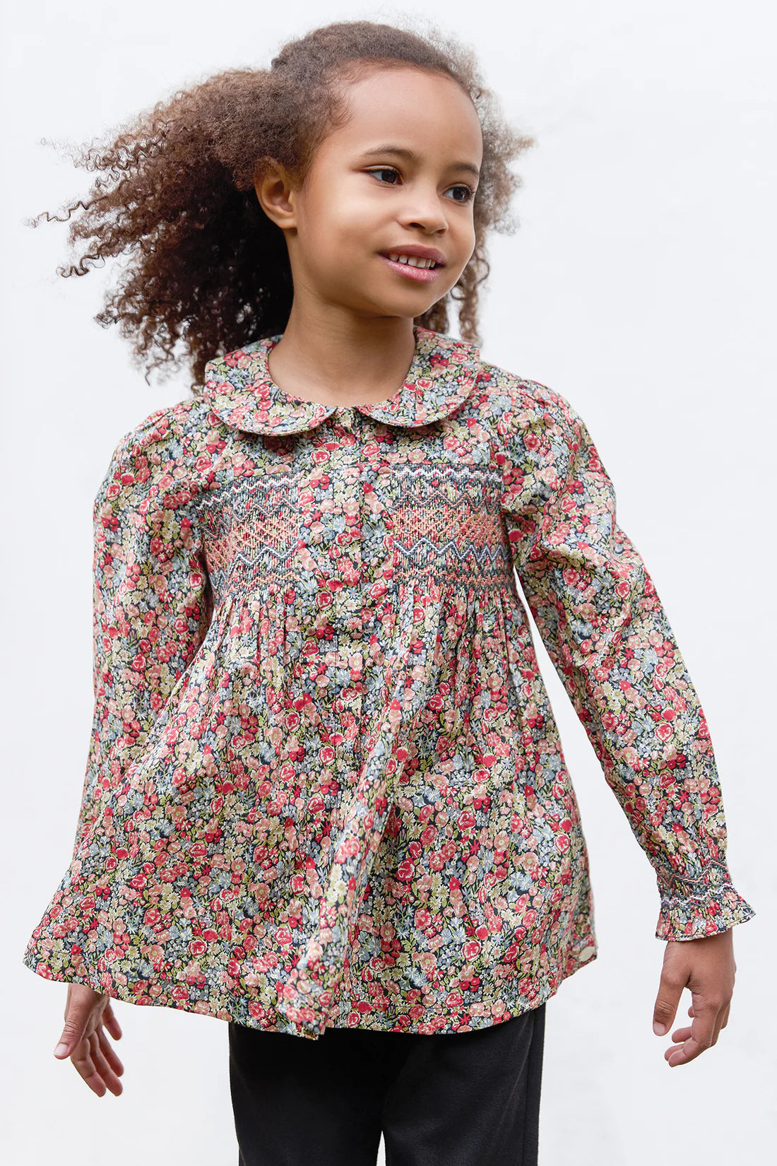 Tunique - Grey & Raspberry Smocked
