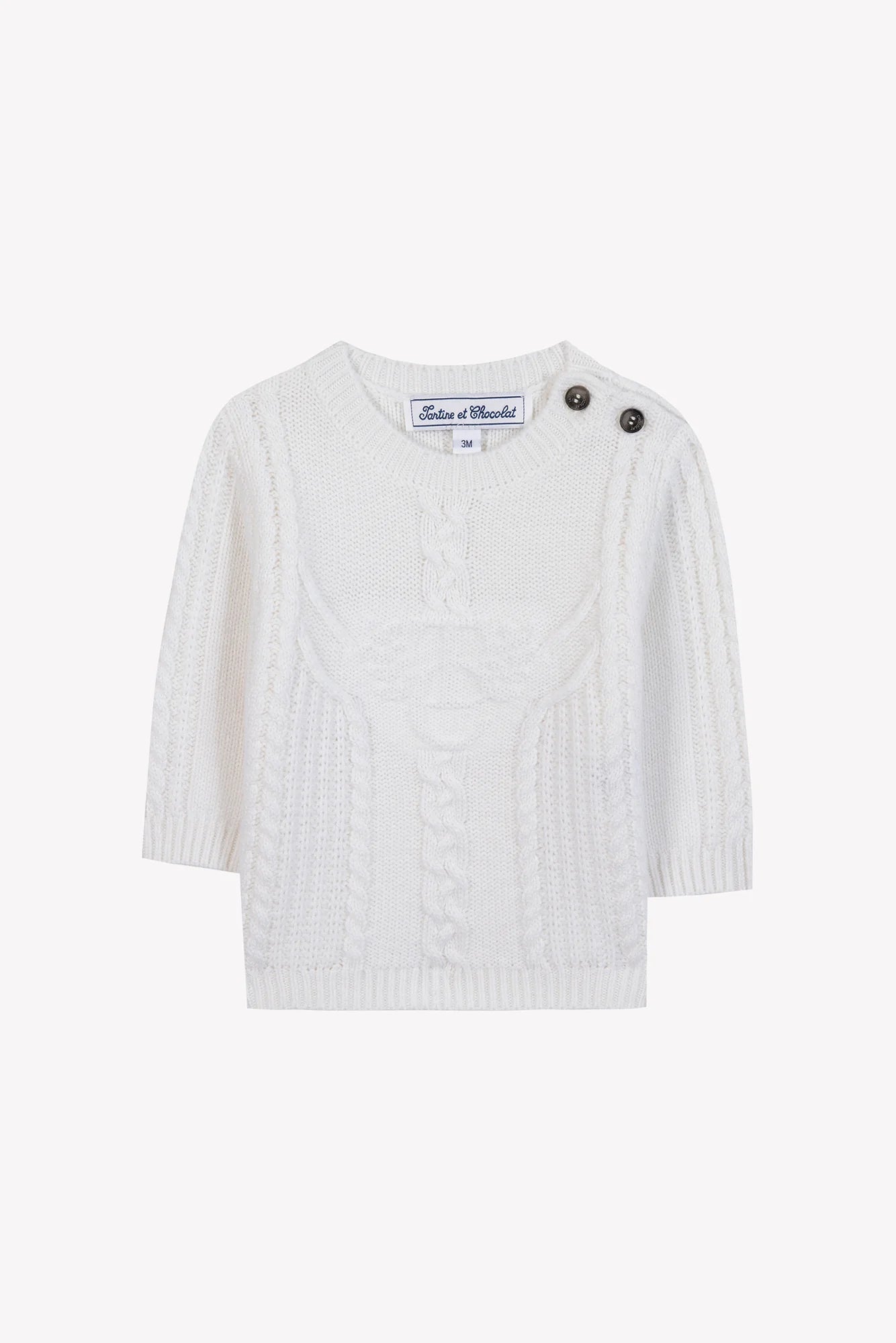 Jumper - Wool/Cashmere Cable Ecru