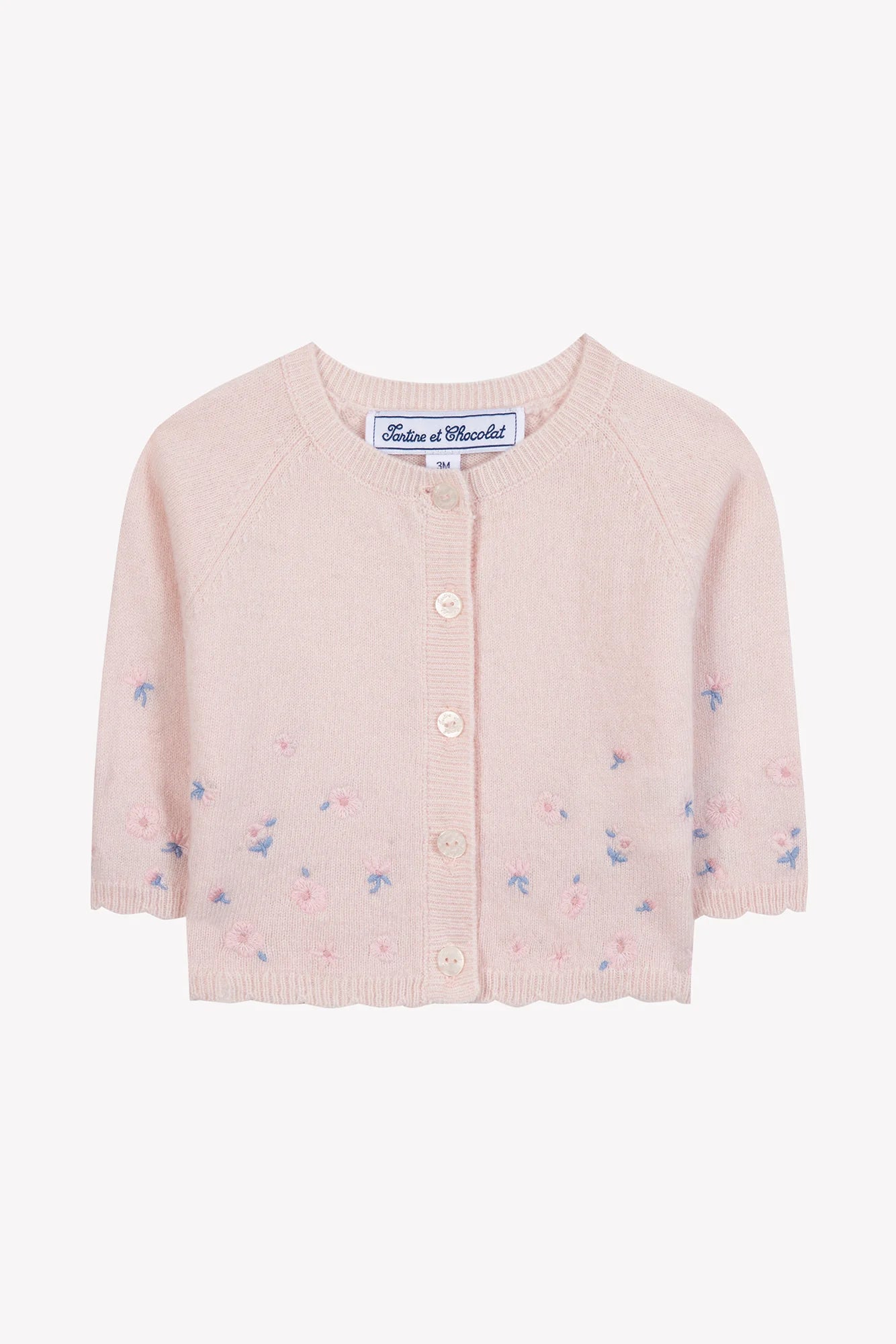 Strickjacke – Rosa, mit Streubestickung