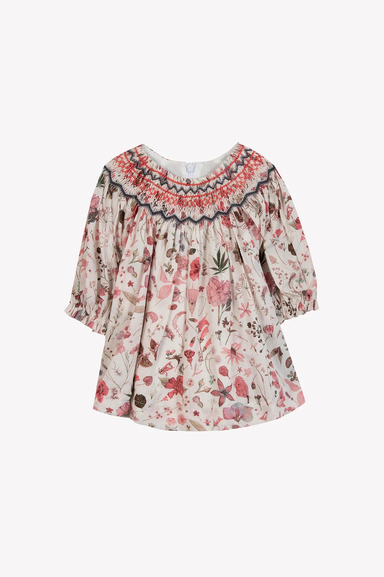 Dress - Red Floral Smocked Liberty