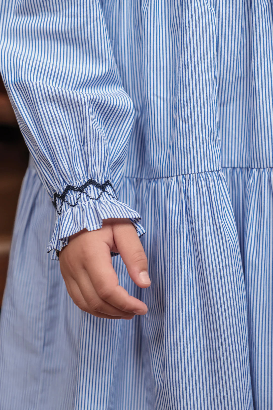 Dress- Blue Cotton w/ Navy Emroidery