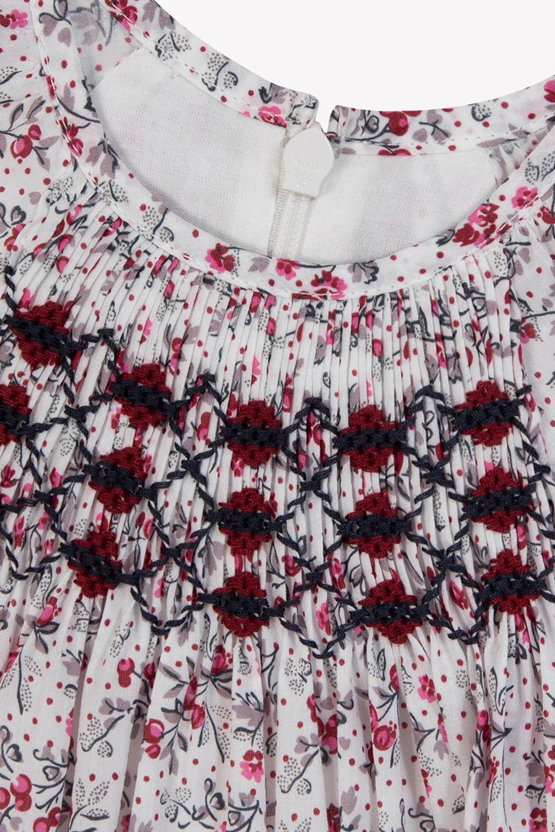 Dress - Red/Navy Floral Smocked