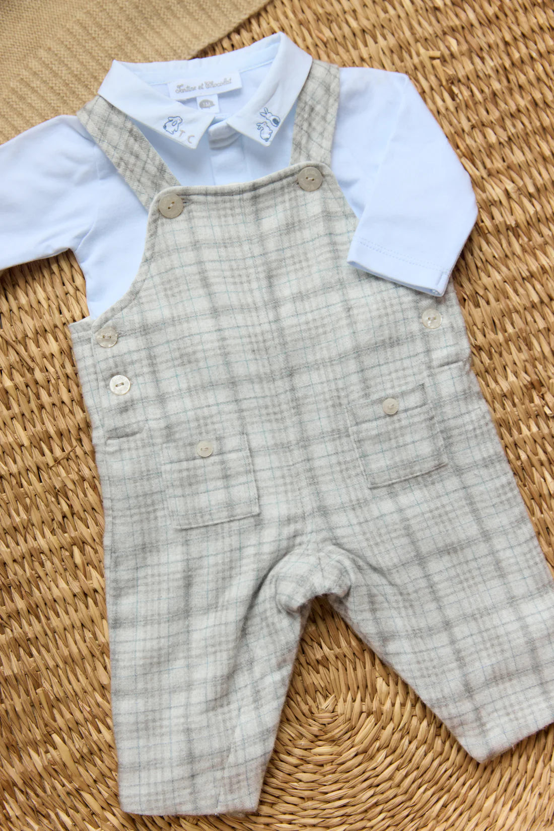 Dungaree Set - Grey Check