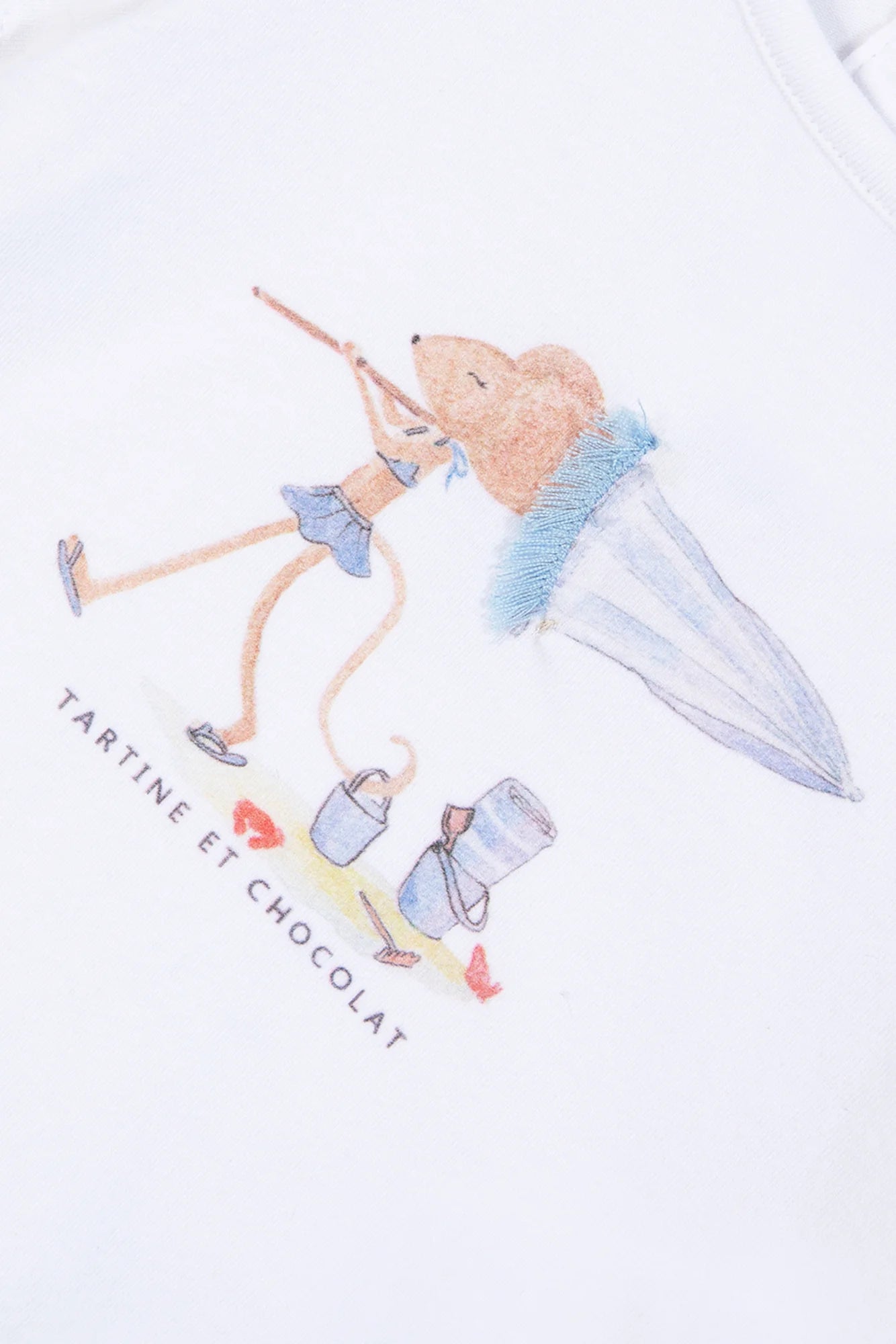 T-Shirt – Weißes Illustration Maus Strand