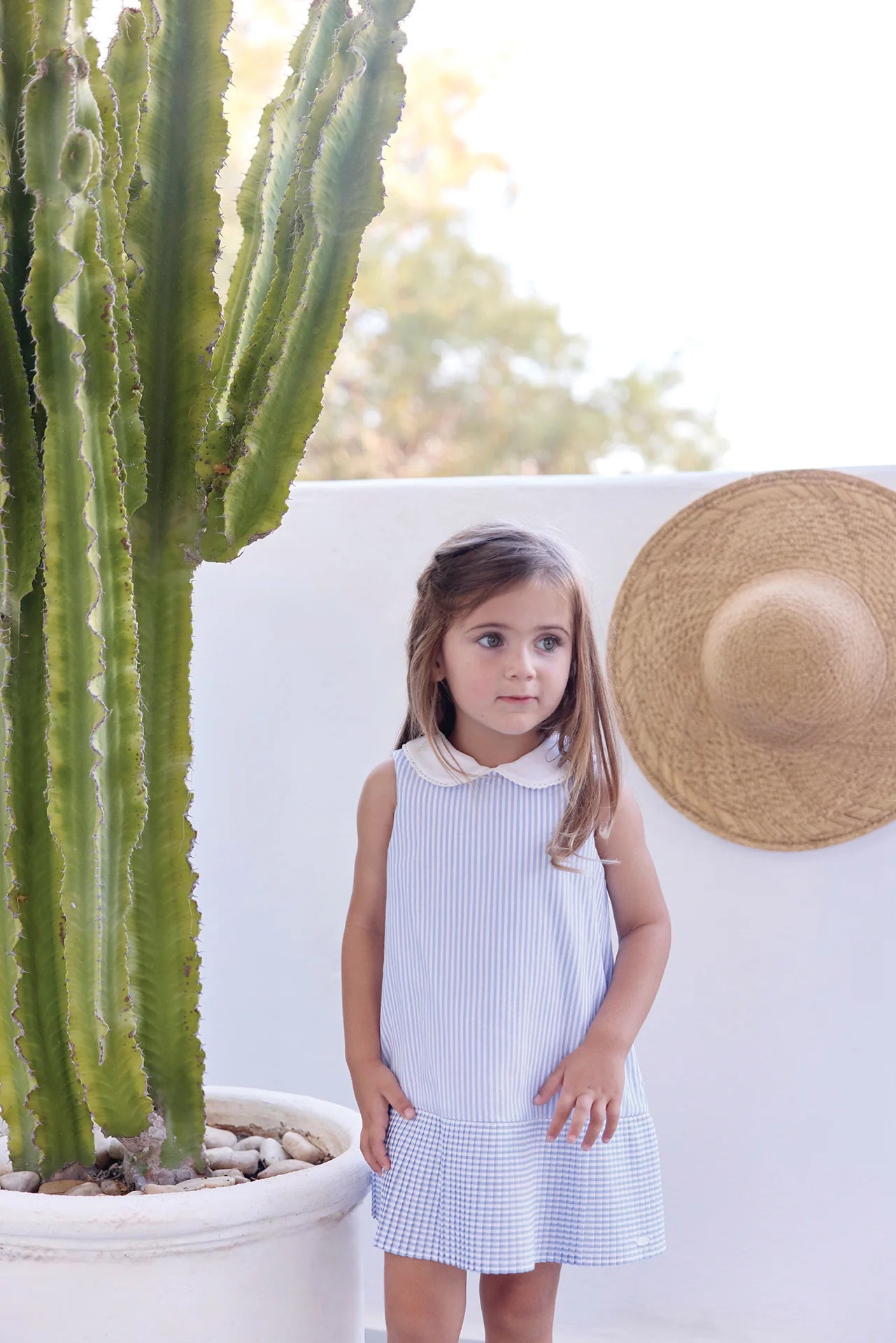Dress - Cornflower Blue Stripes With Peter Pan Collar Dress - Cornflower Blue Stripes With Peter Pan Collar