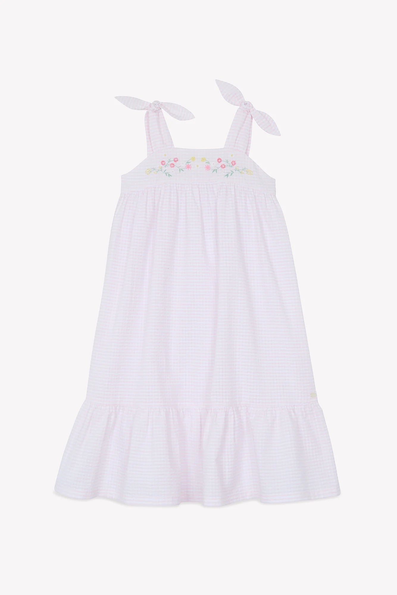 Dress - Pale Pink Cotton Gingham Pattern