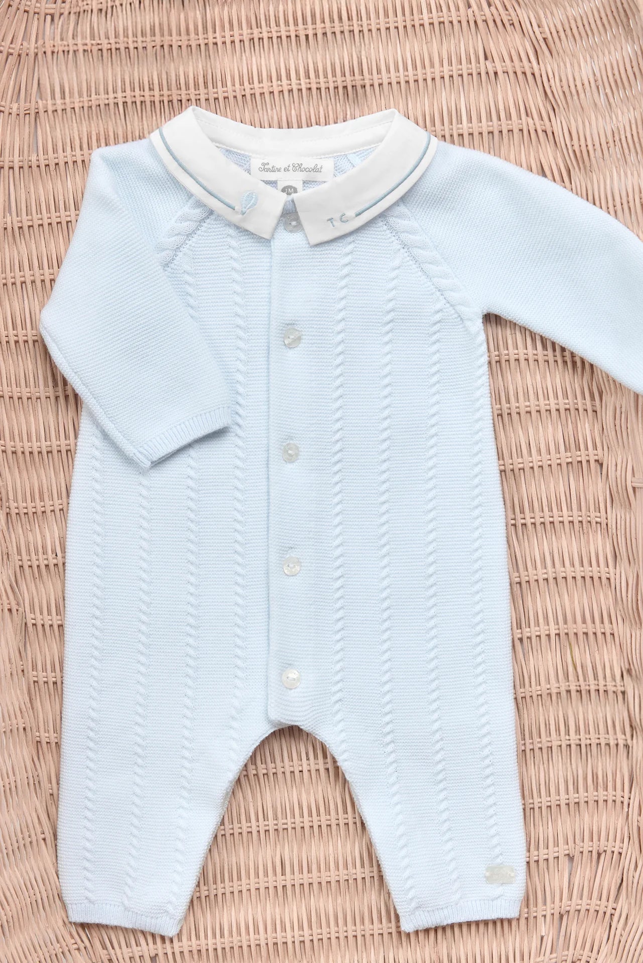 Langer Jumpsuit – Himmelblaue Baumwollballons