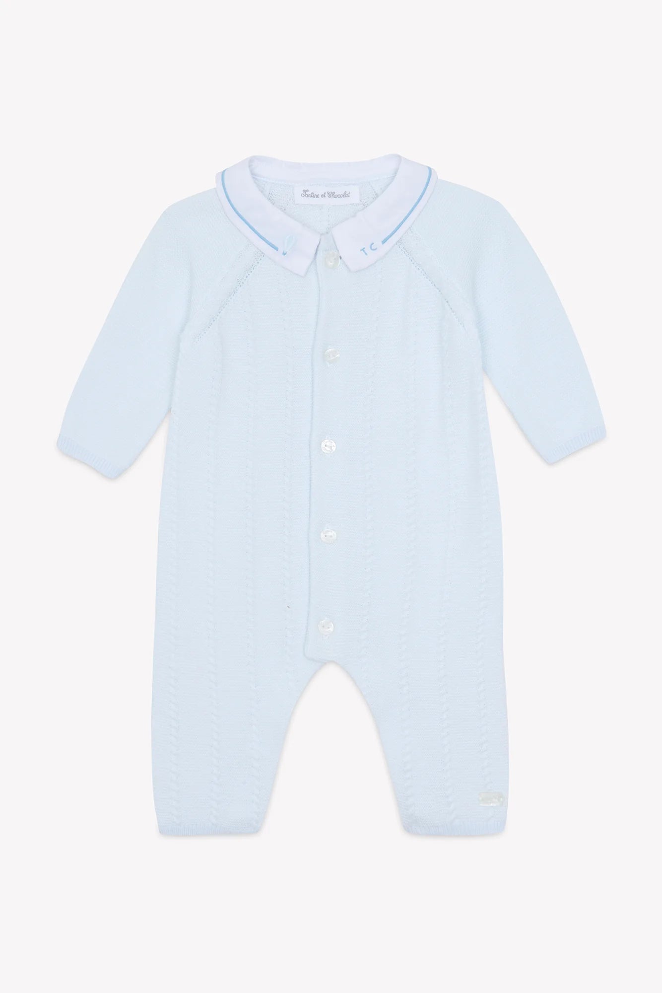Langer Jumpsuit – Himmelblaue Baumwollballons