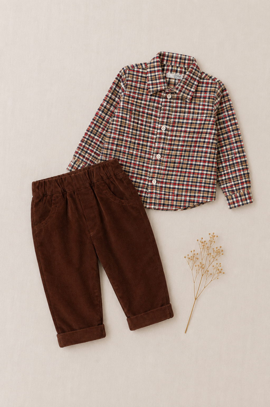 Shirt - Red, Mustard & Navy Check