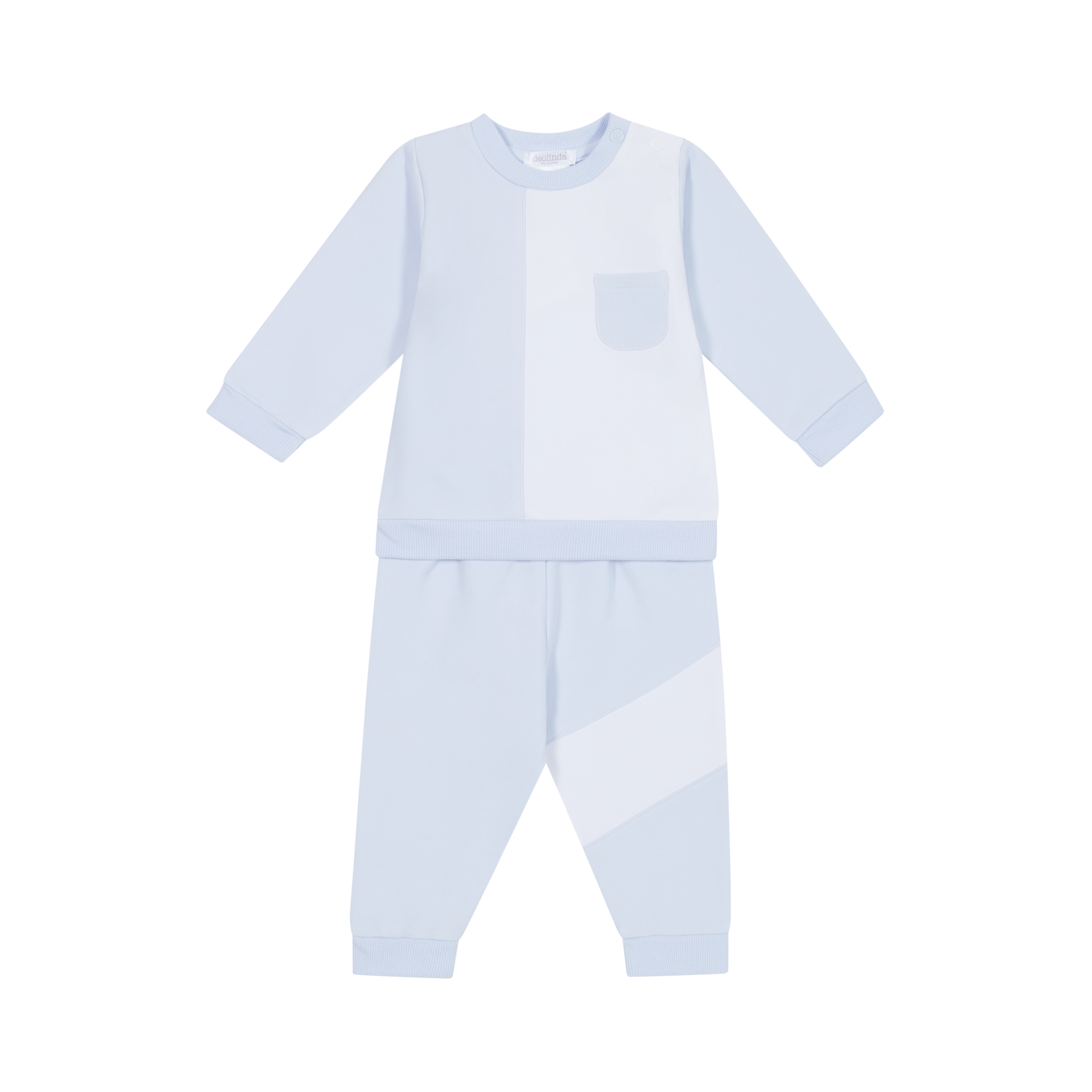 Zweiteiler – Jogger-Set in Hellblau und Weiß