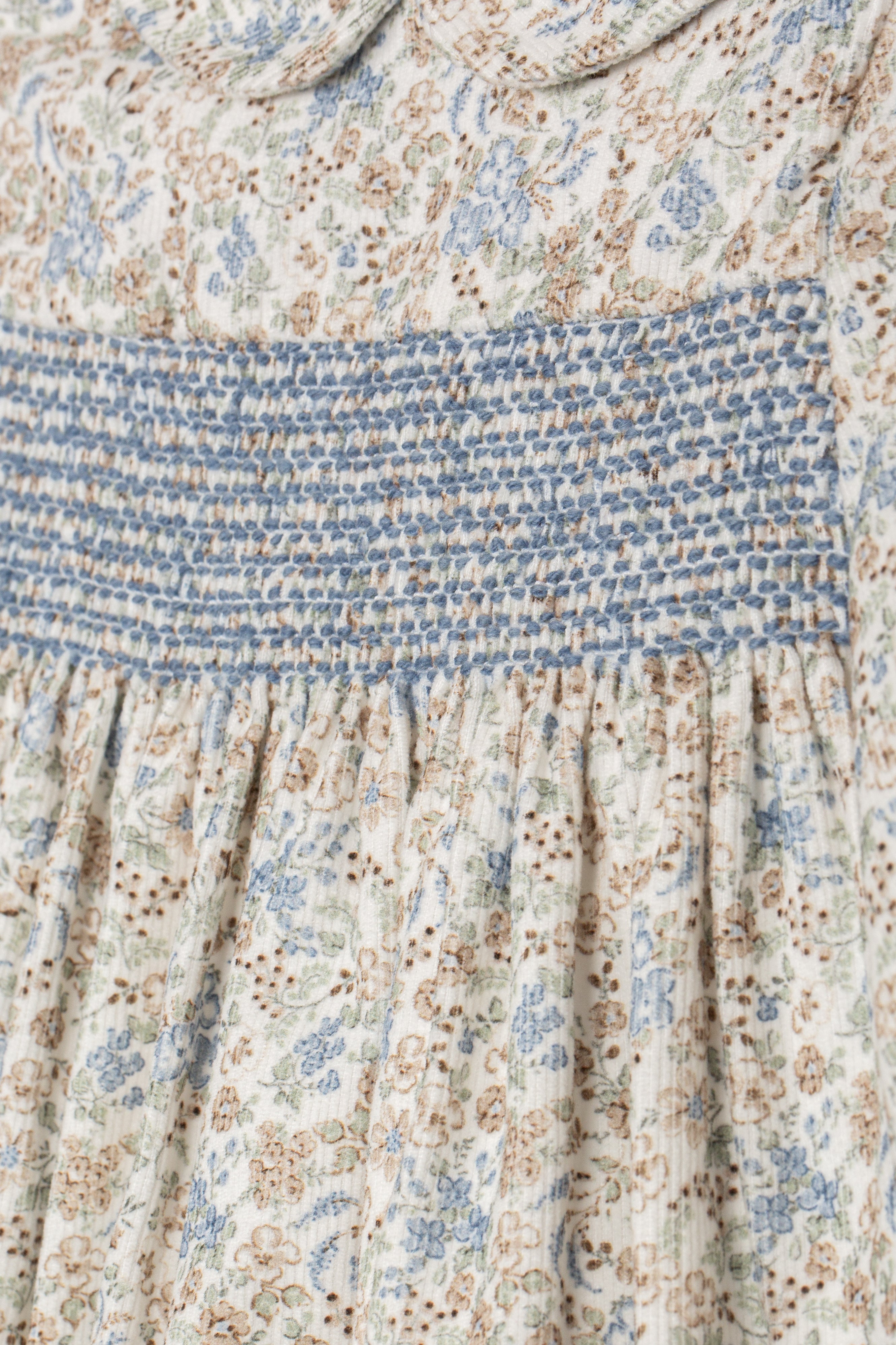 Romper - Pale Blue Floral Corduroy