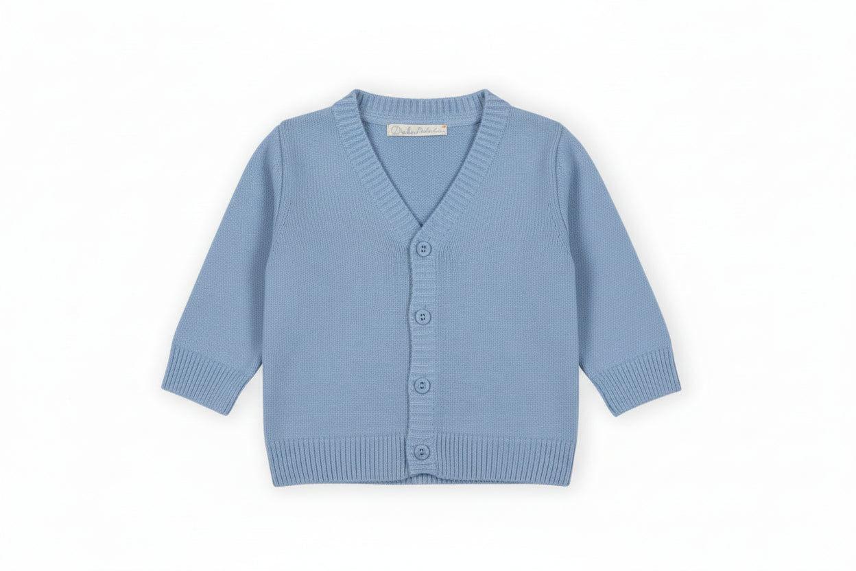Strickjacke – Hellblau V-Ausschnitt