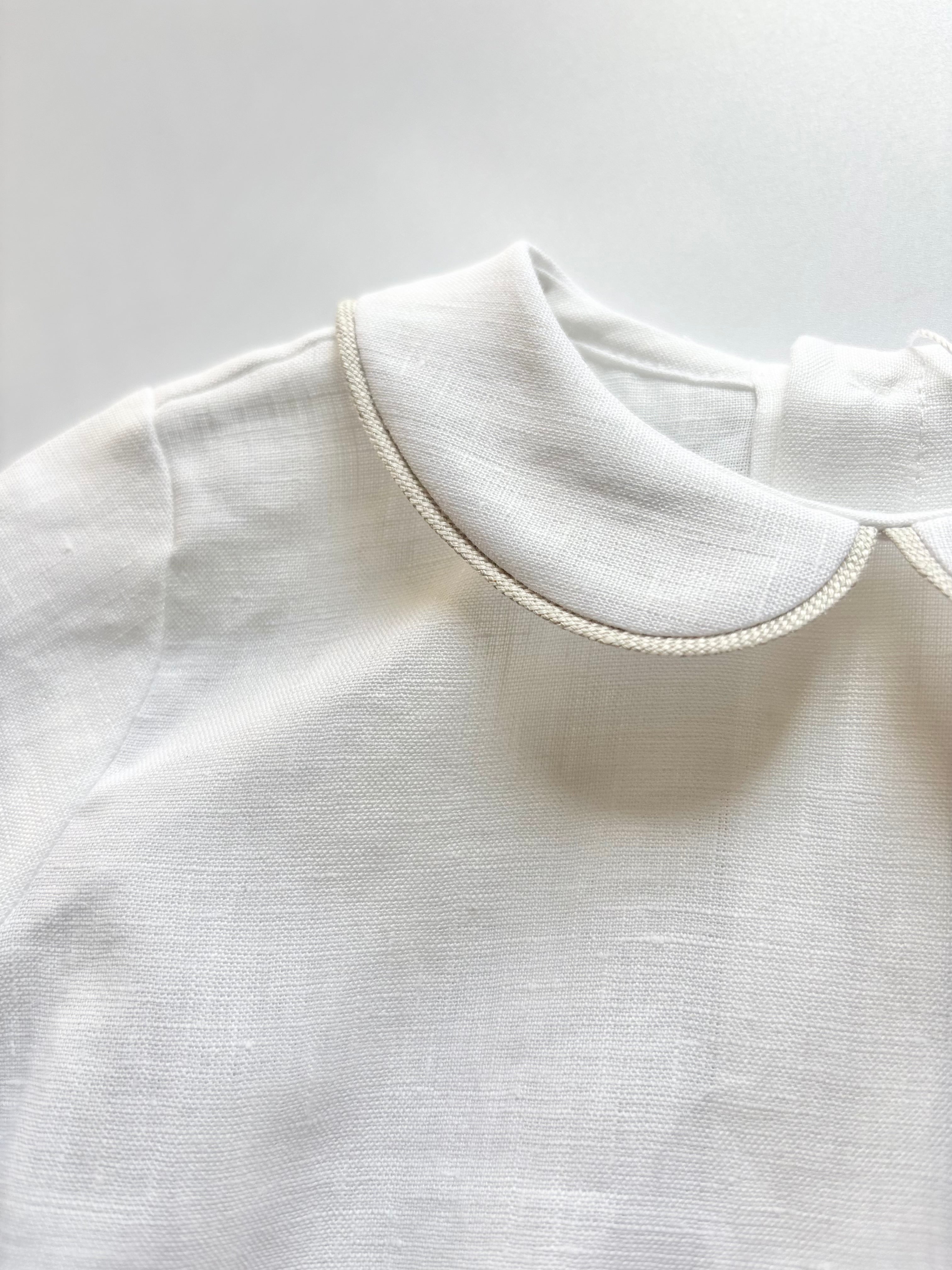 Two Piece Set - Ginetto White Linen & Sand Trim