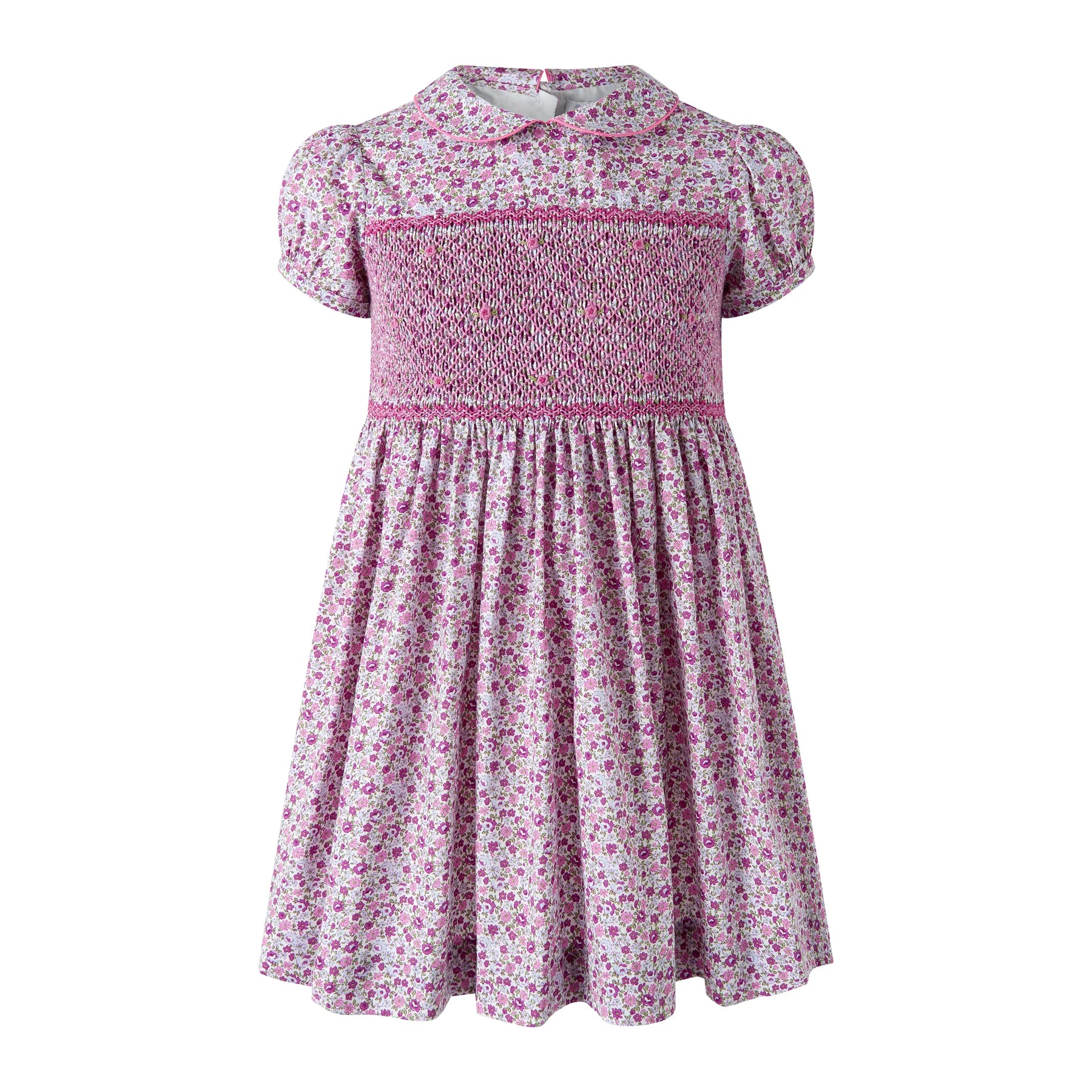 Gesmoktes Kleid - Geblümtes Design Lila