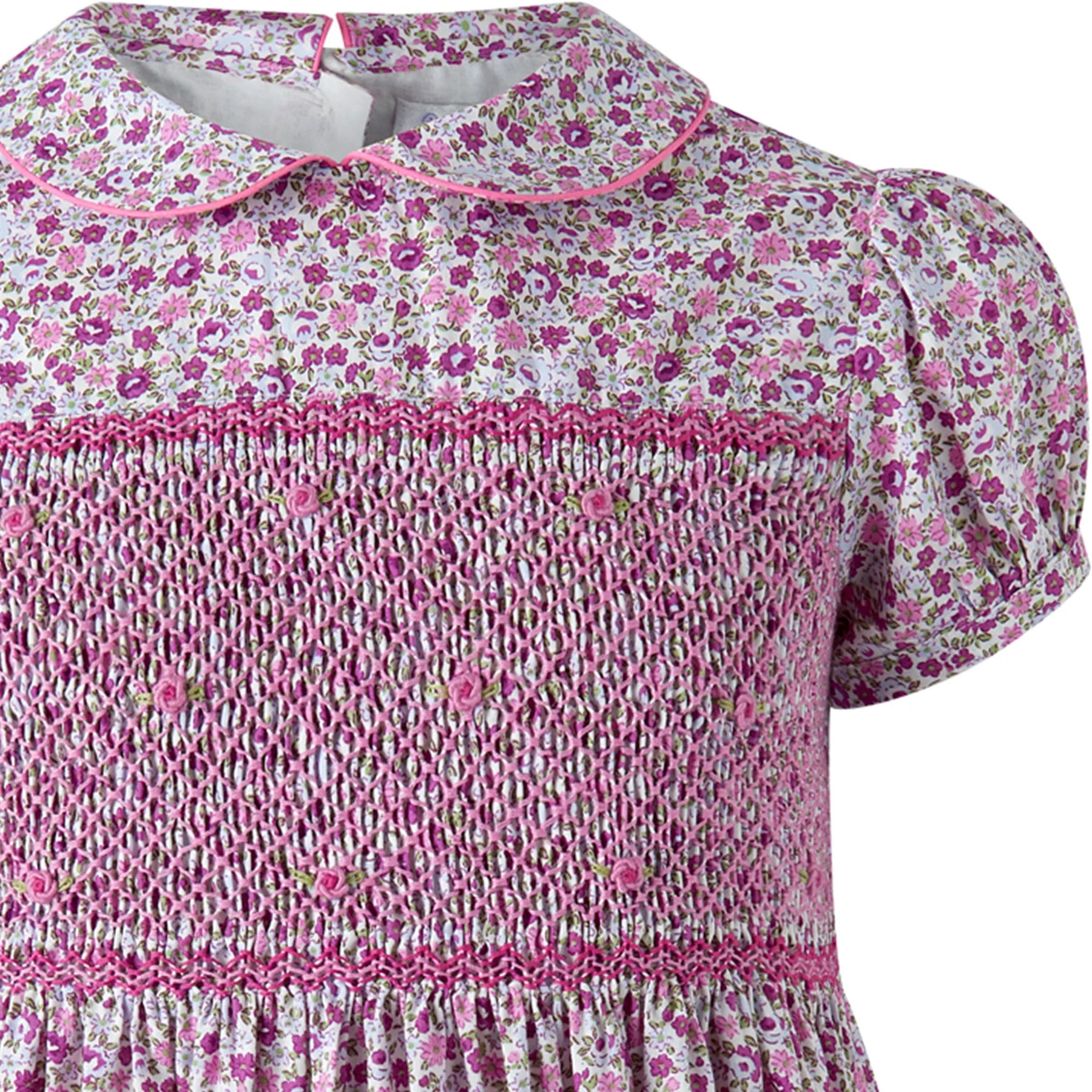 Gesmoktes Kleid - Geblümtes Design Lila