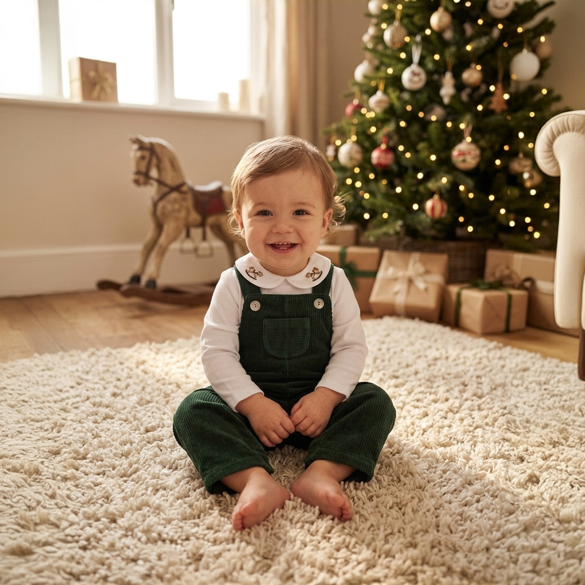 Dungarees & Bodysuit Set - Rocking Horse - Over The Moon