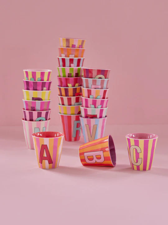 Letter Cup - Pinkish Stripes