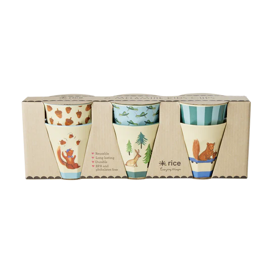 Tassenset – Blaue Happy Forest-Aufdrucke – 6er-Pack