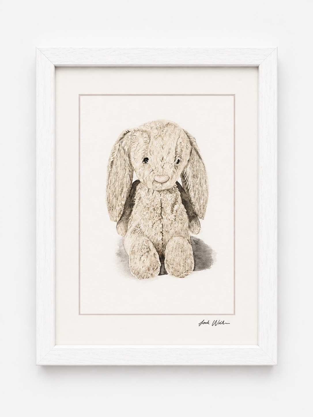 Taupe Bunny - White Wood