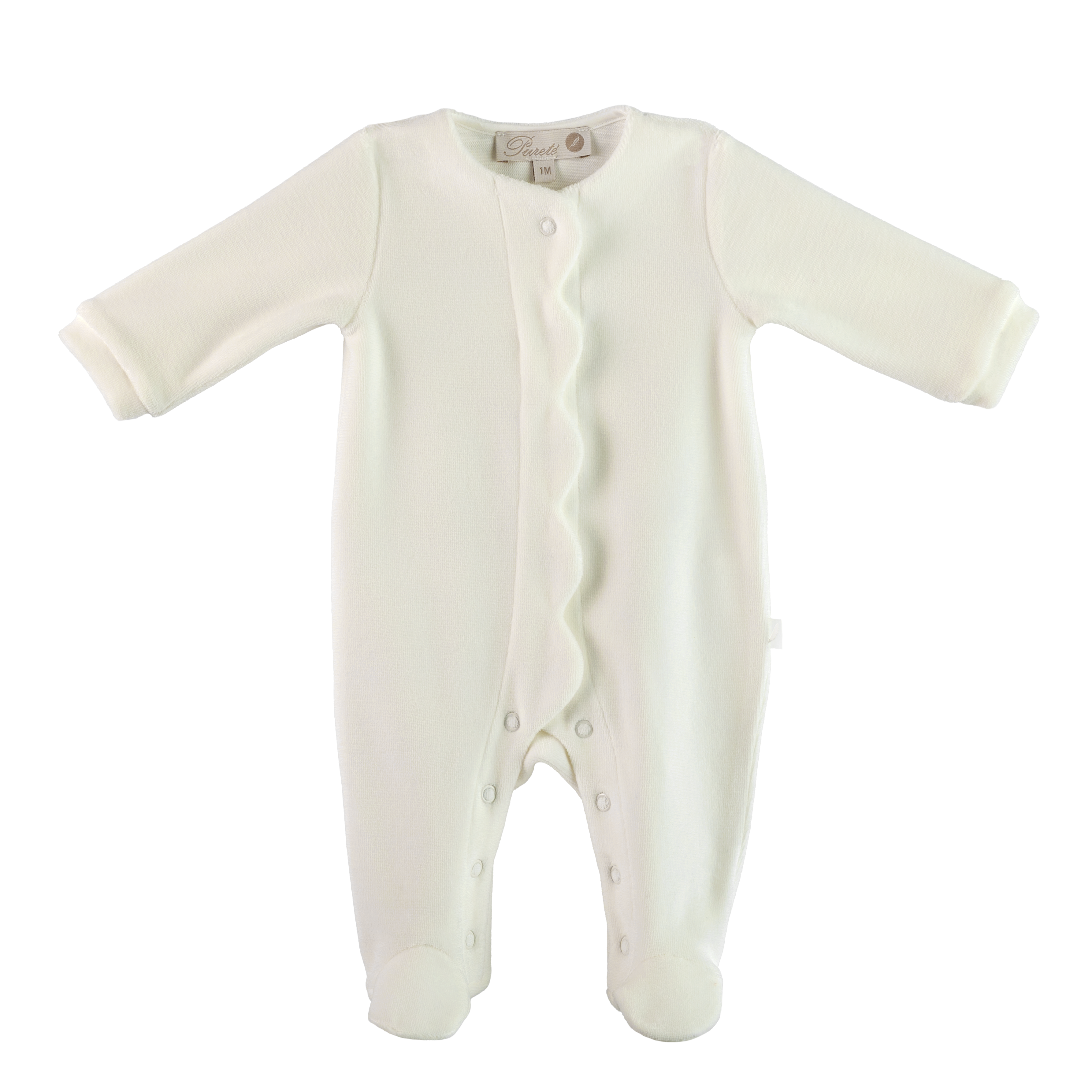 Babygrow - White Scalloped Velour