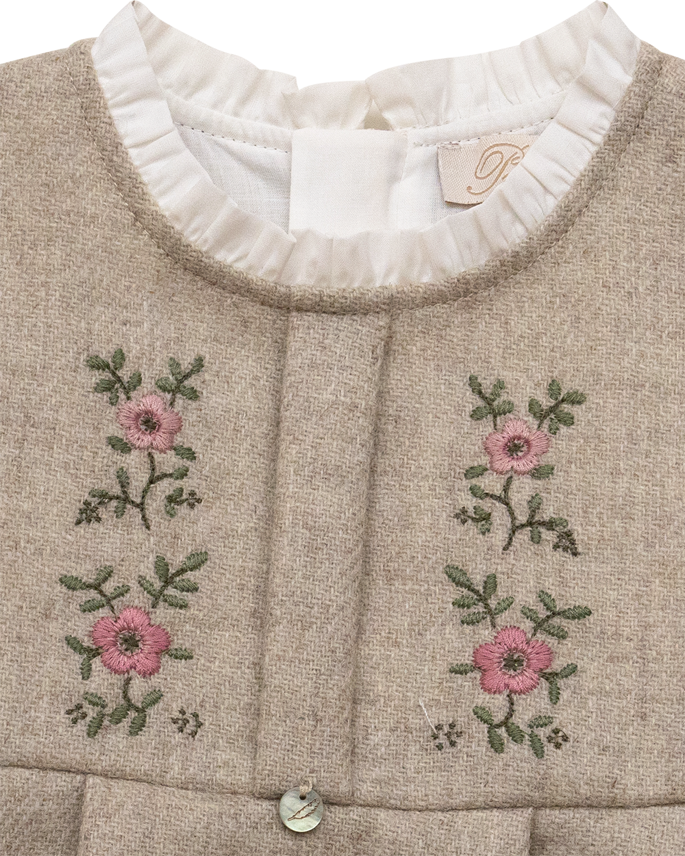 Dress - Oat Dress with Floral Embroidery - Over The Moon