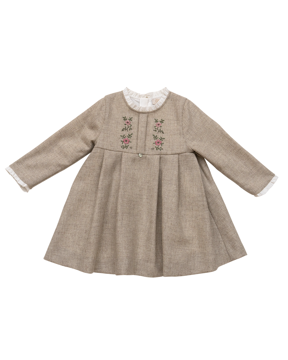 Dress - Oat Dress with Floral Embroidery - Over The Moon