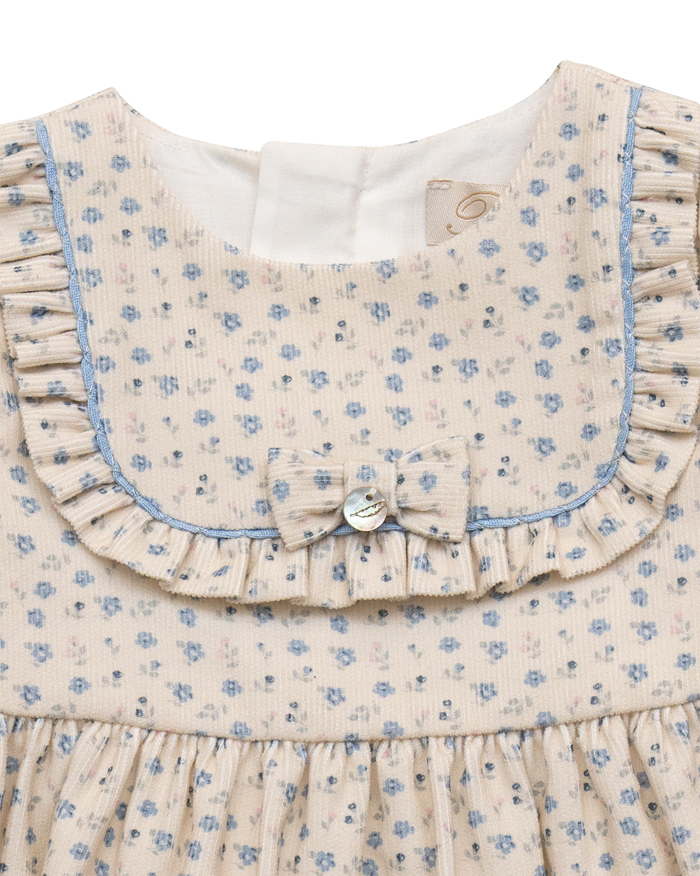 Dress - Blue Floral Print Corduroy
