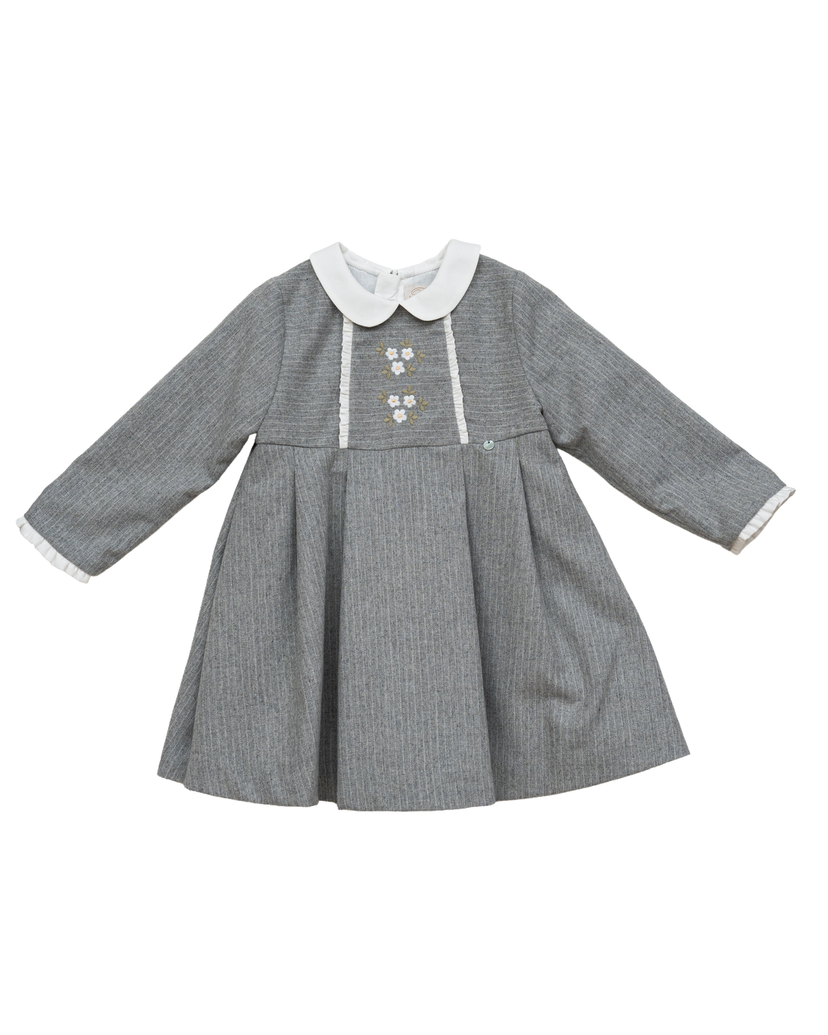 Dress - Grey Daisy Embroidered